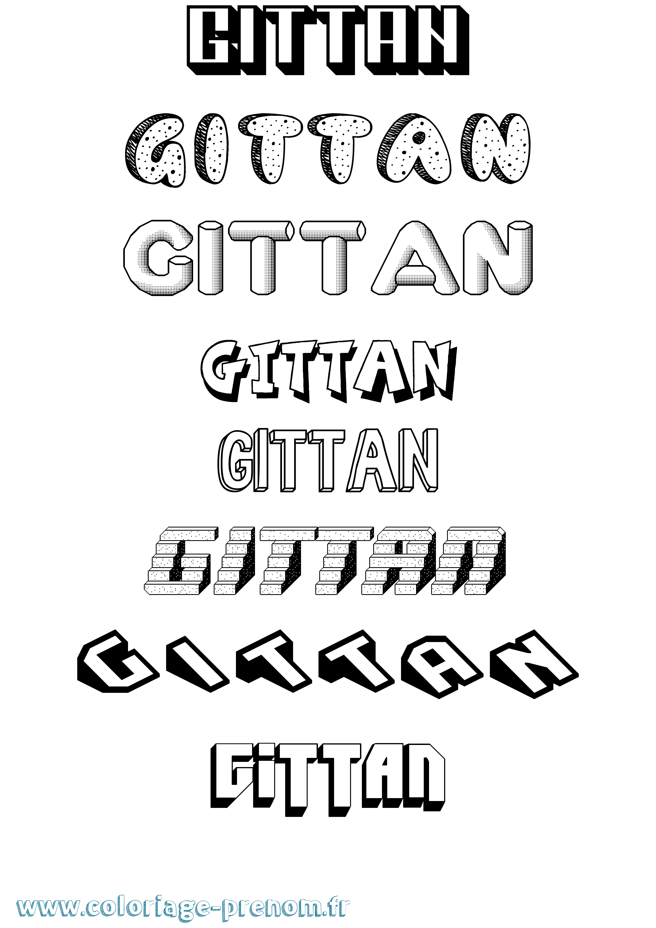 Coloriage Gittan Effet 3D Coloriage prénom Gittan Effet 3D