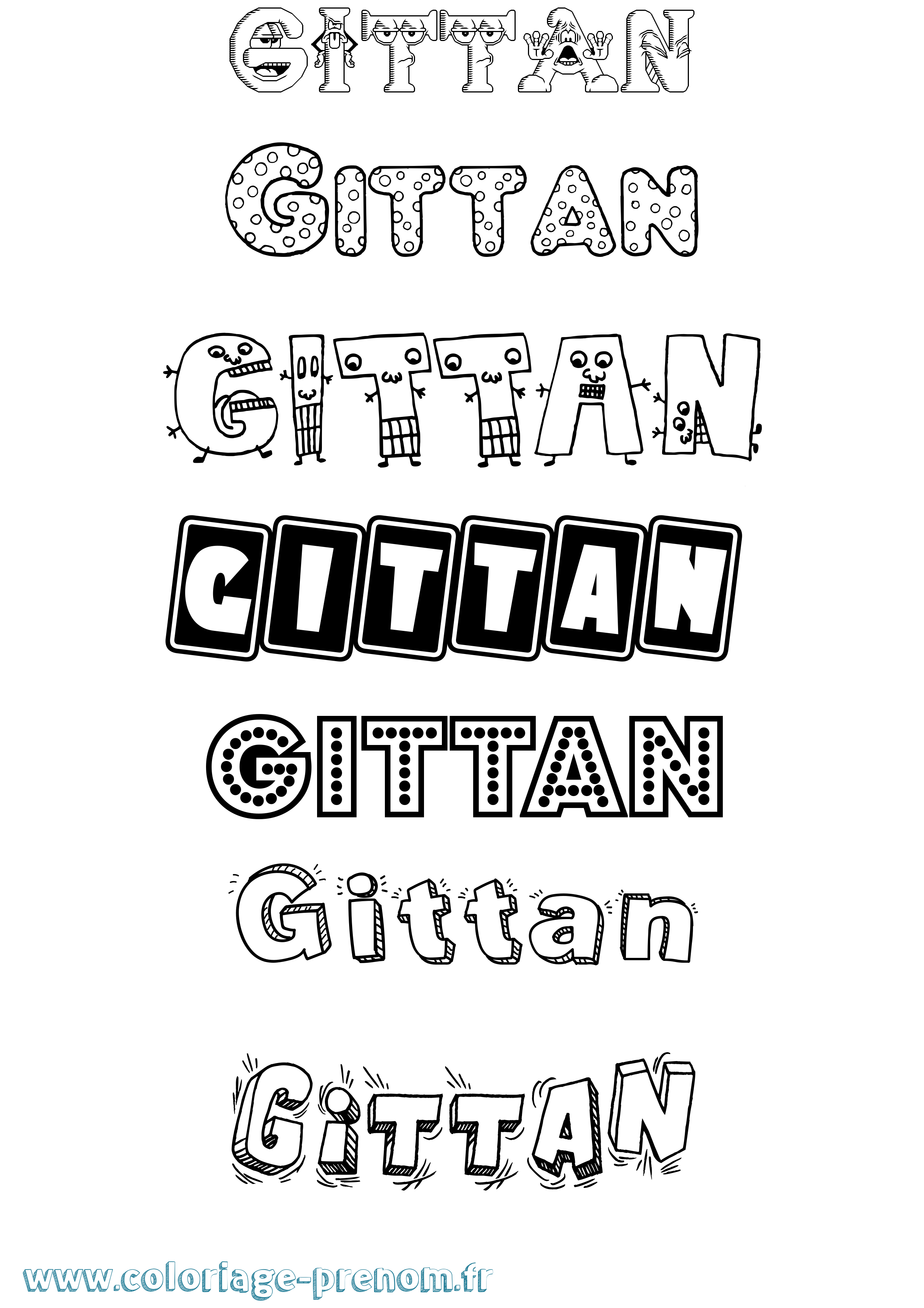 Coloriage Gittan Fun Coloriage prénom Gittan Fun
