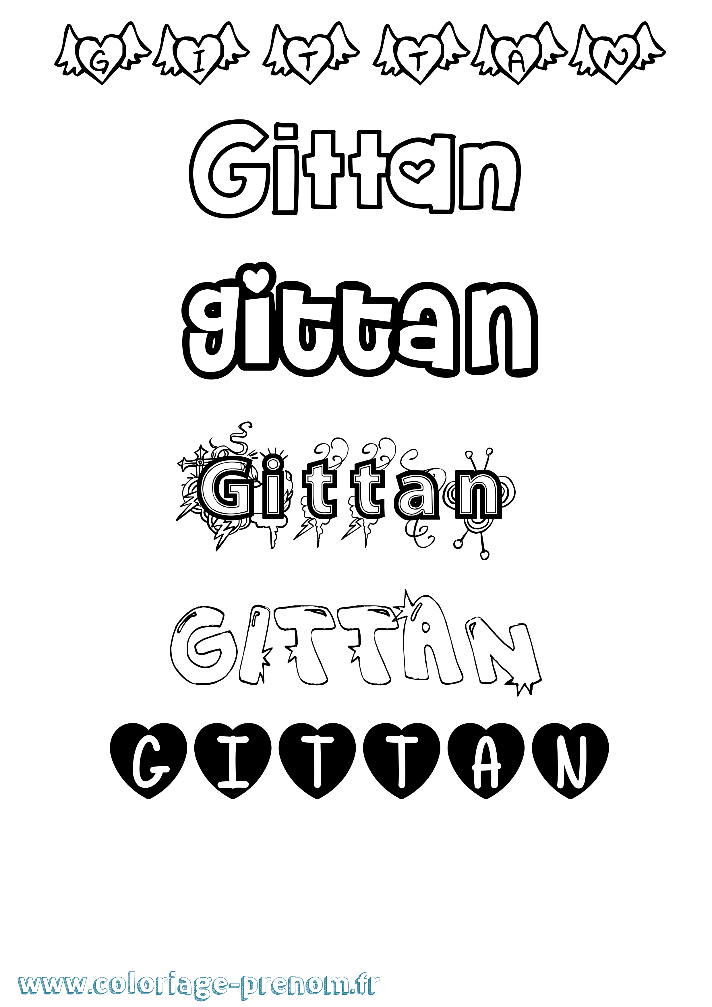 Coloriage Gittan Girly Coloriage prénom Gittan Girly