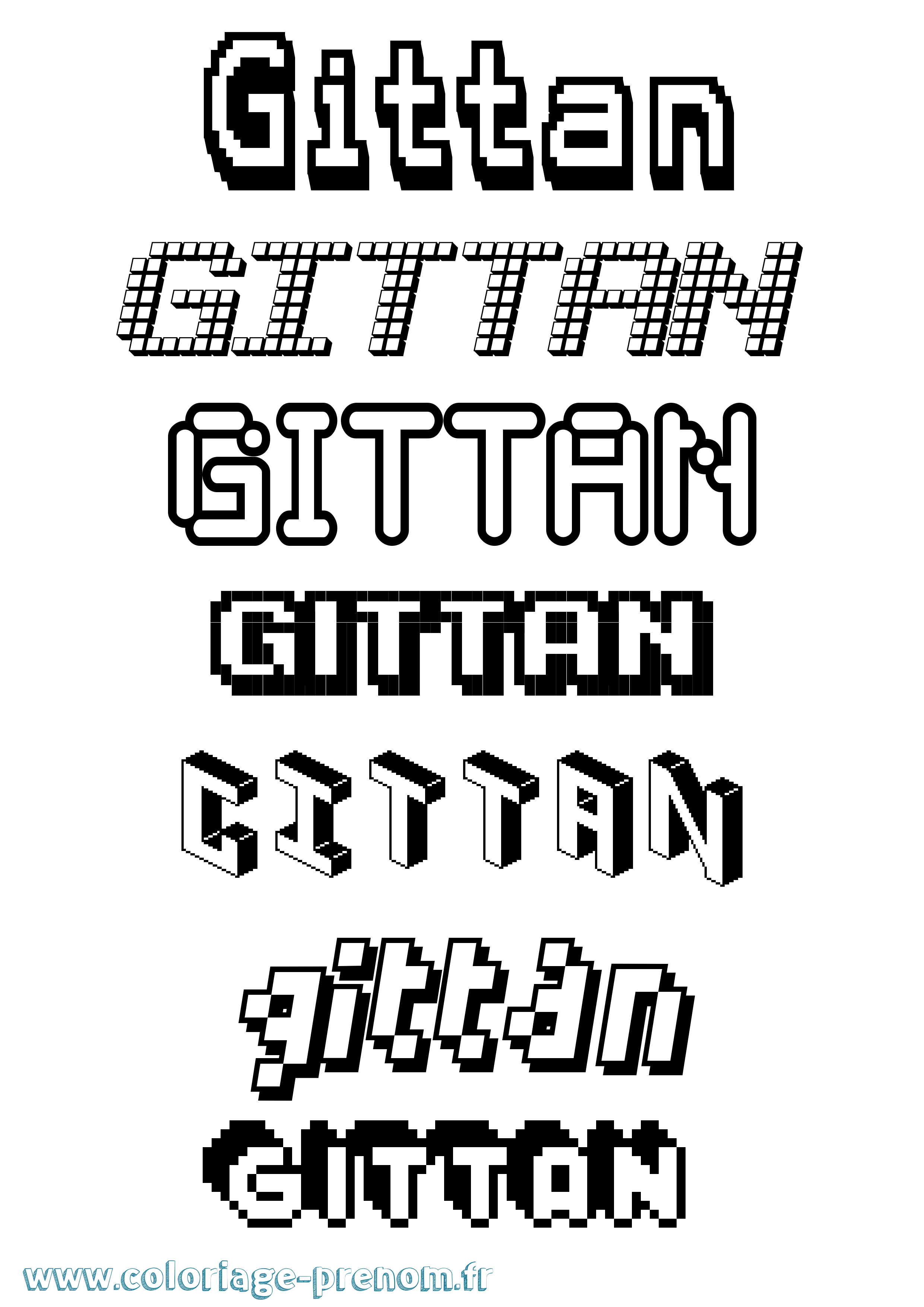 Coloriage Gittan Pixel Coloriage prénom Gittan Pixel
