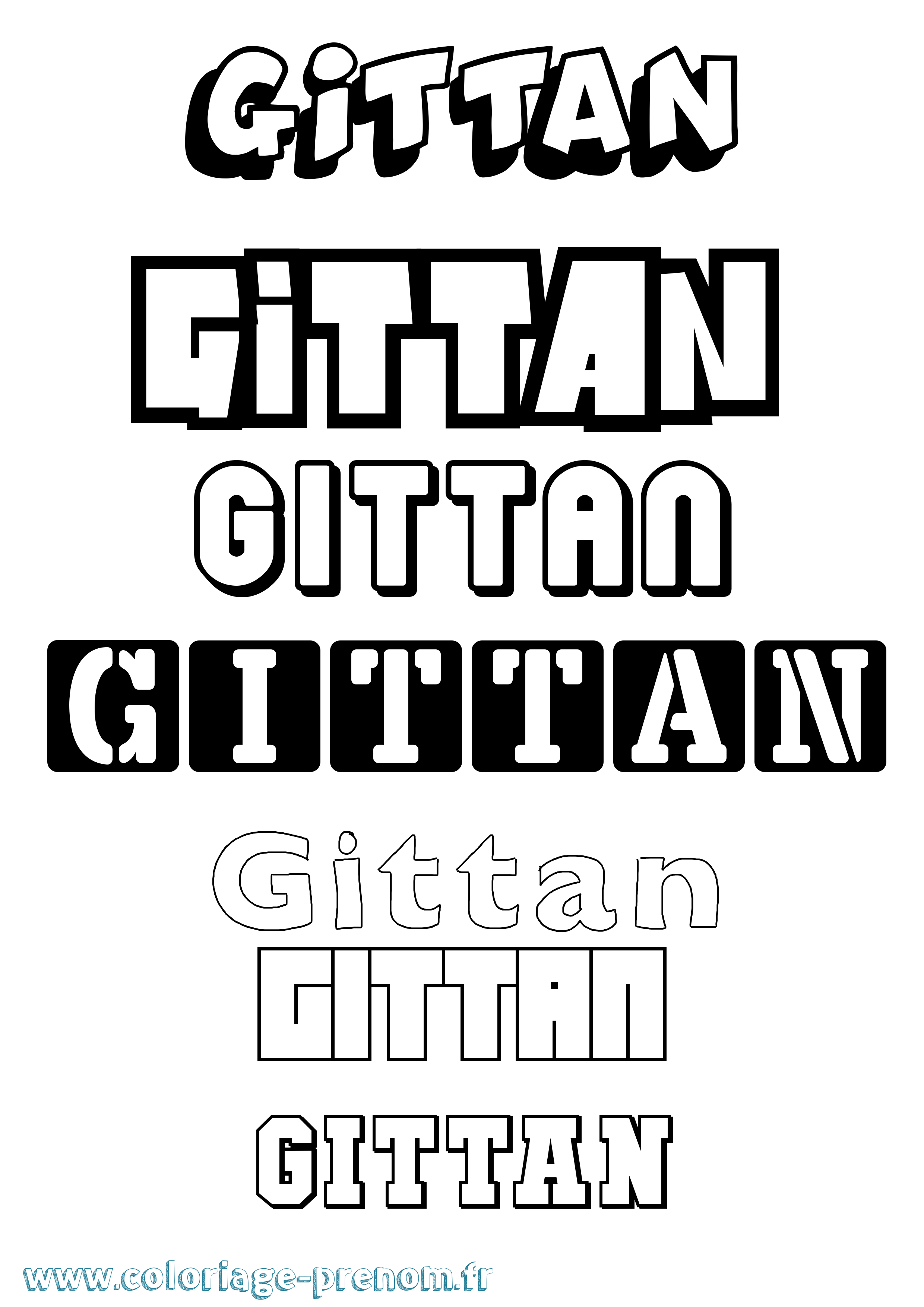 Coloriage Gittan Simple Coloriage prénom Gittan Simple