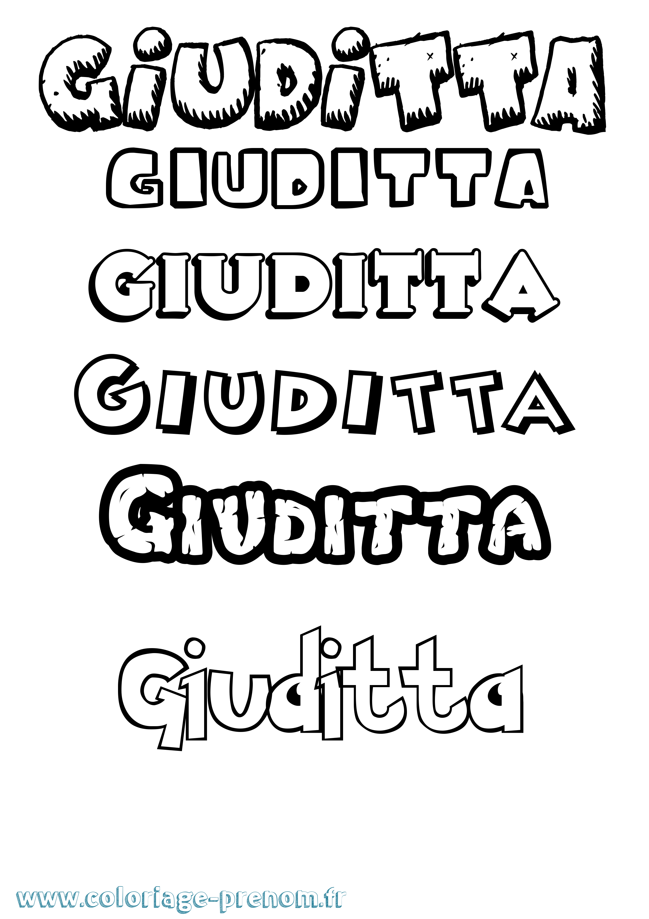 Coloriage Giuditta Dessin Animé Coloriage prénom Giuditta Dessin Animé