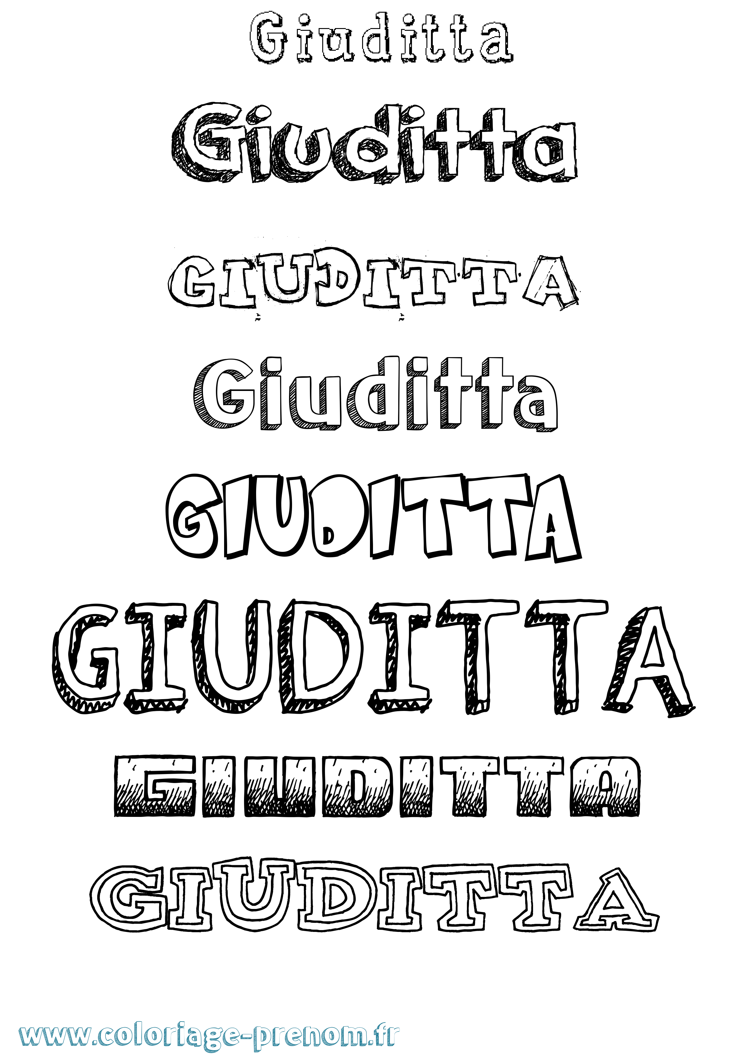 Coloriage Giuditta Dessiné Coloriage prénom Giuditta Dessiné