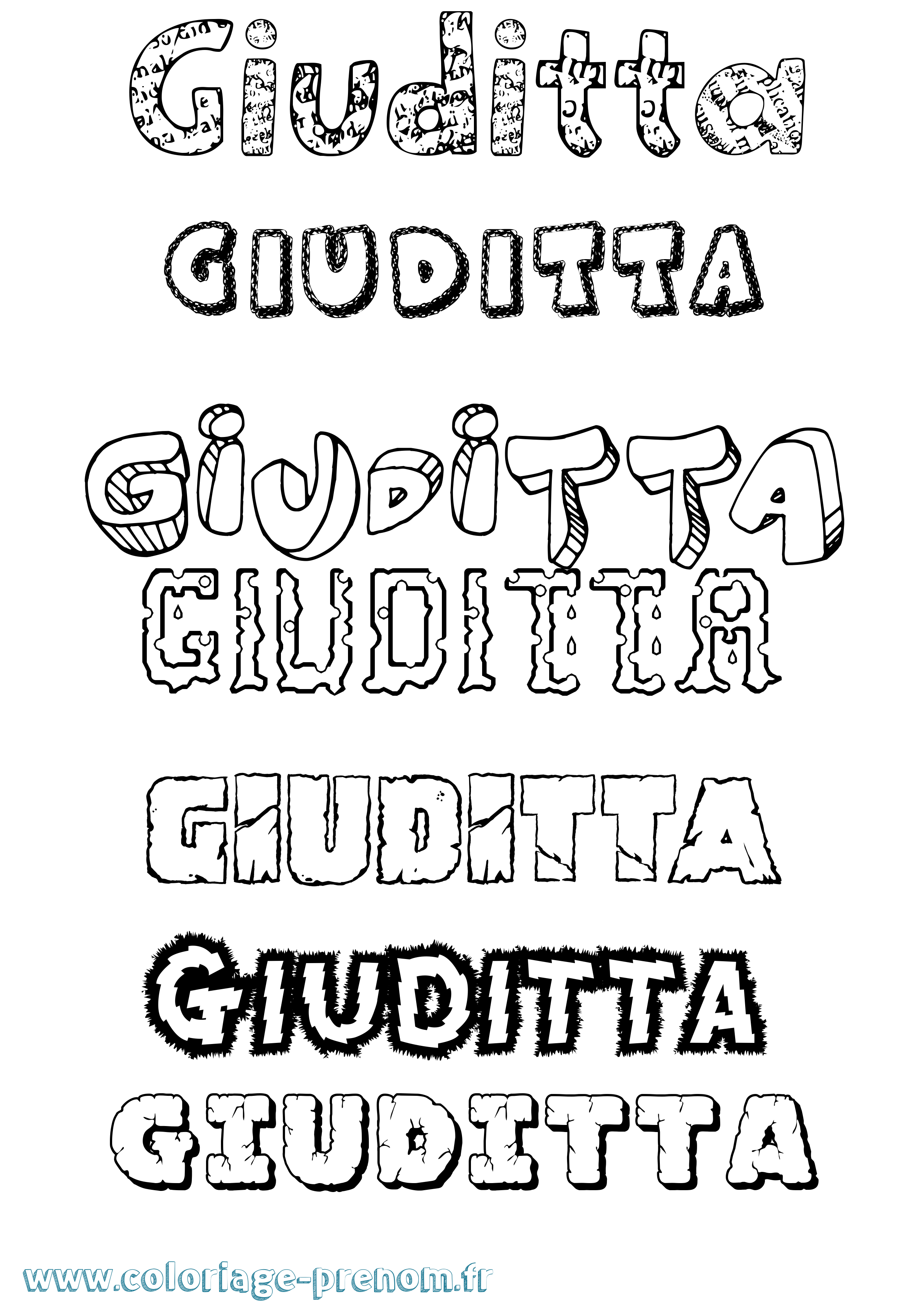 Coloriage Giuditta Destructuré Coloriage prénom Giuditta Destructuré