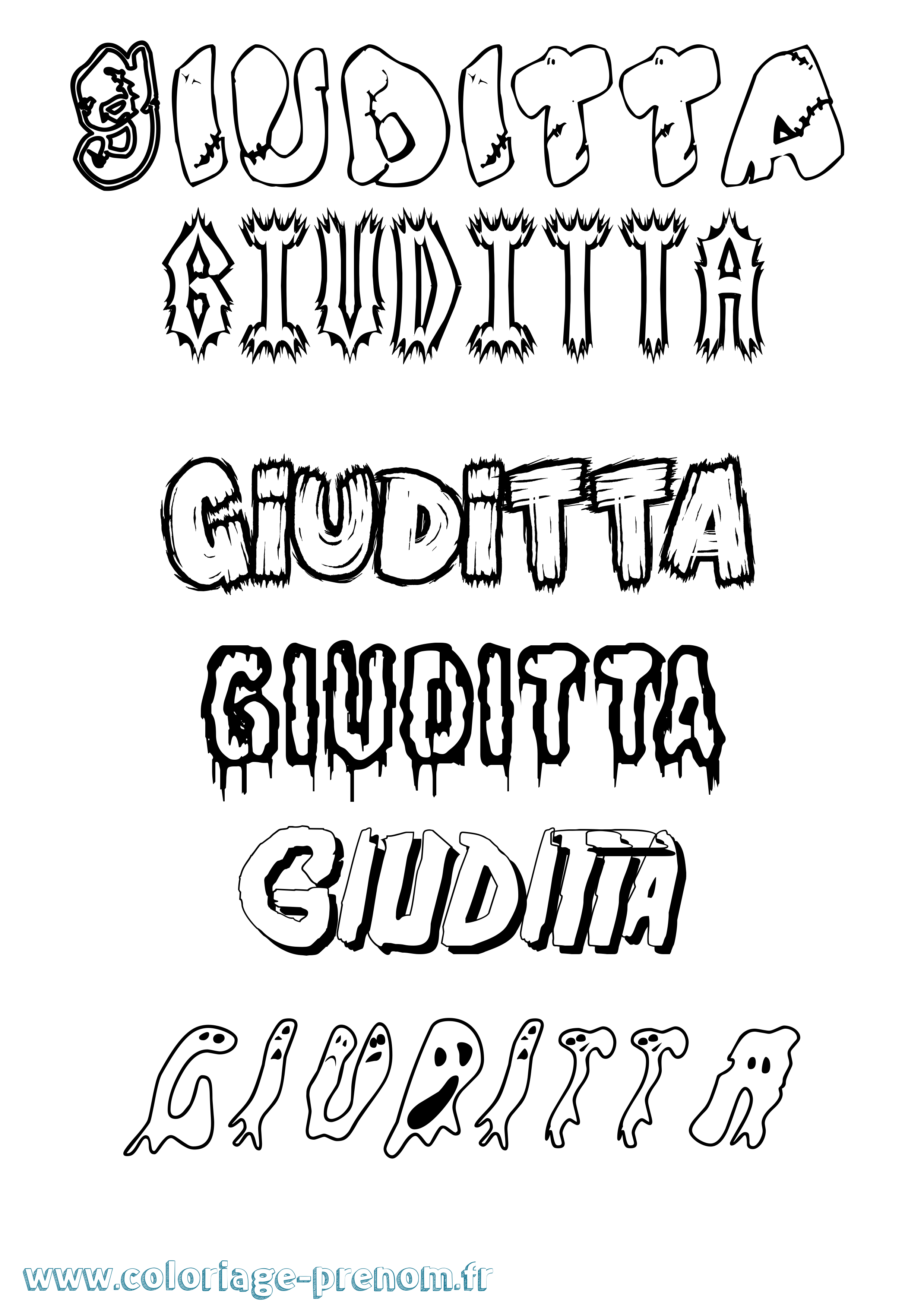 Coloriage Giuditta Frisson Coloriage prénom Giuditta Frisson