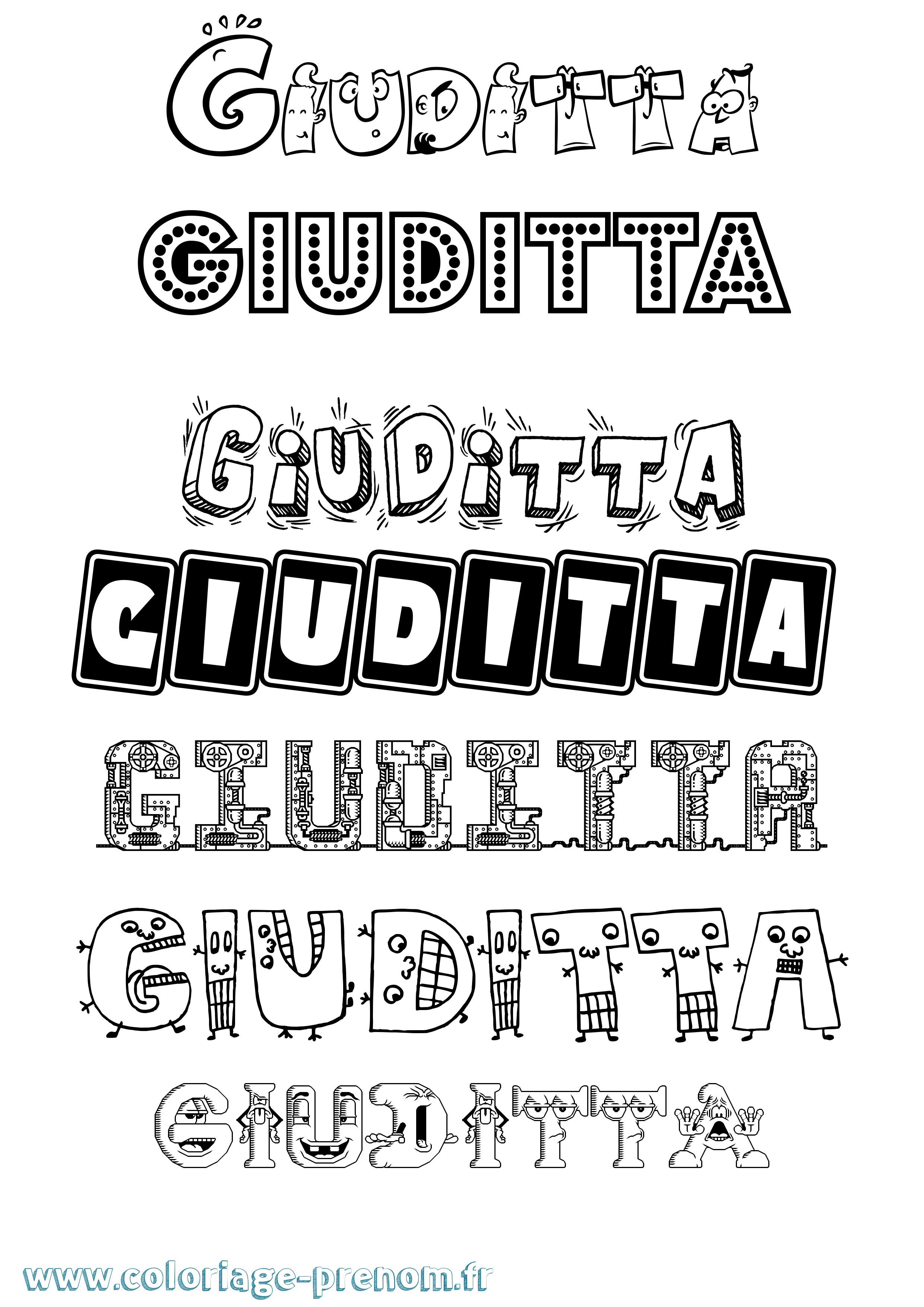 Coloriage Giuditta Fun Coloriage prénom Giuditta Fun