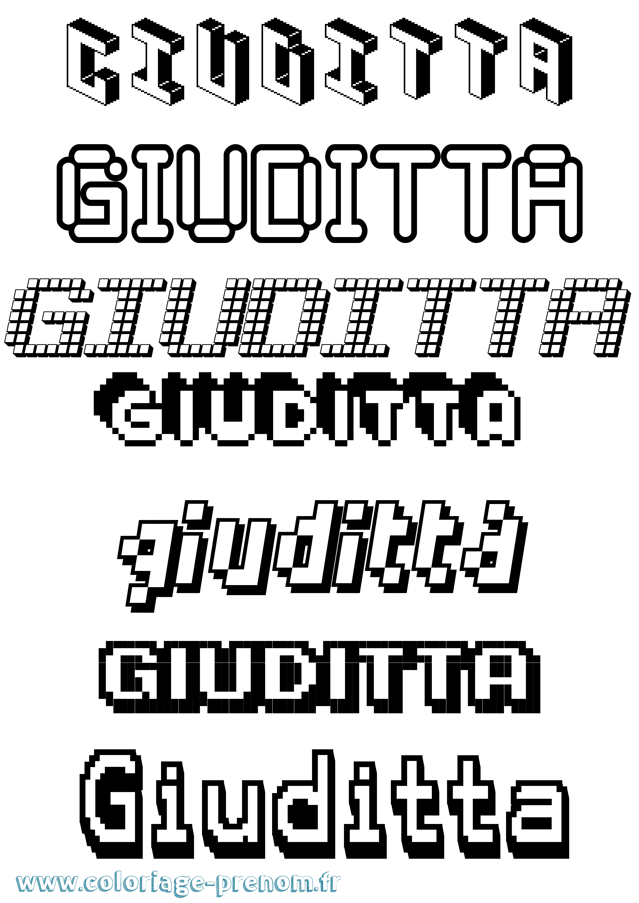 Coloriage Giuditta Pixel Coloriage prénom Giuditta Pixel
