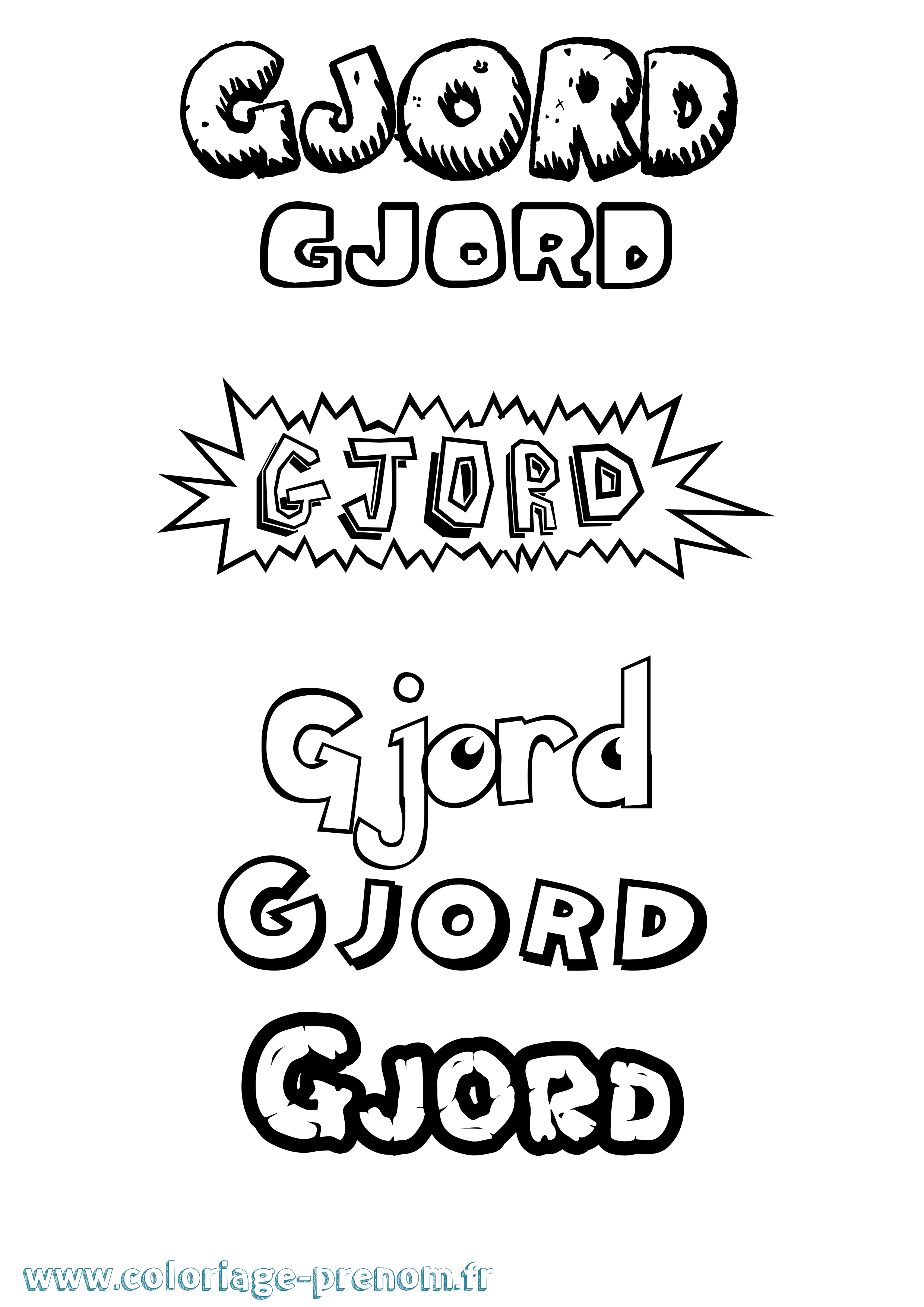 Coloriage Gjord Dessin Animé Coloriage prénom Gjord Dessin Animé