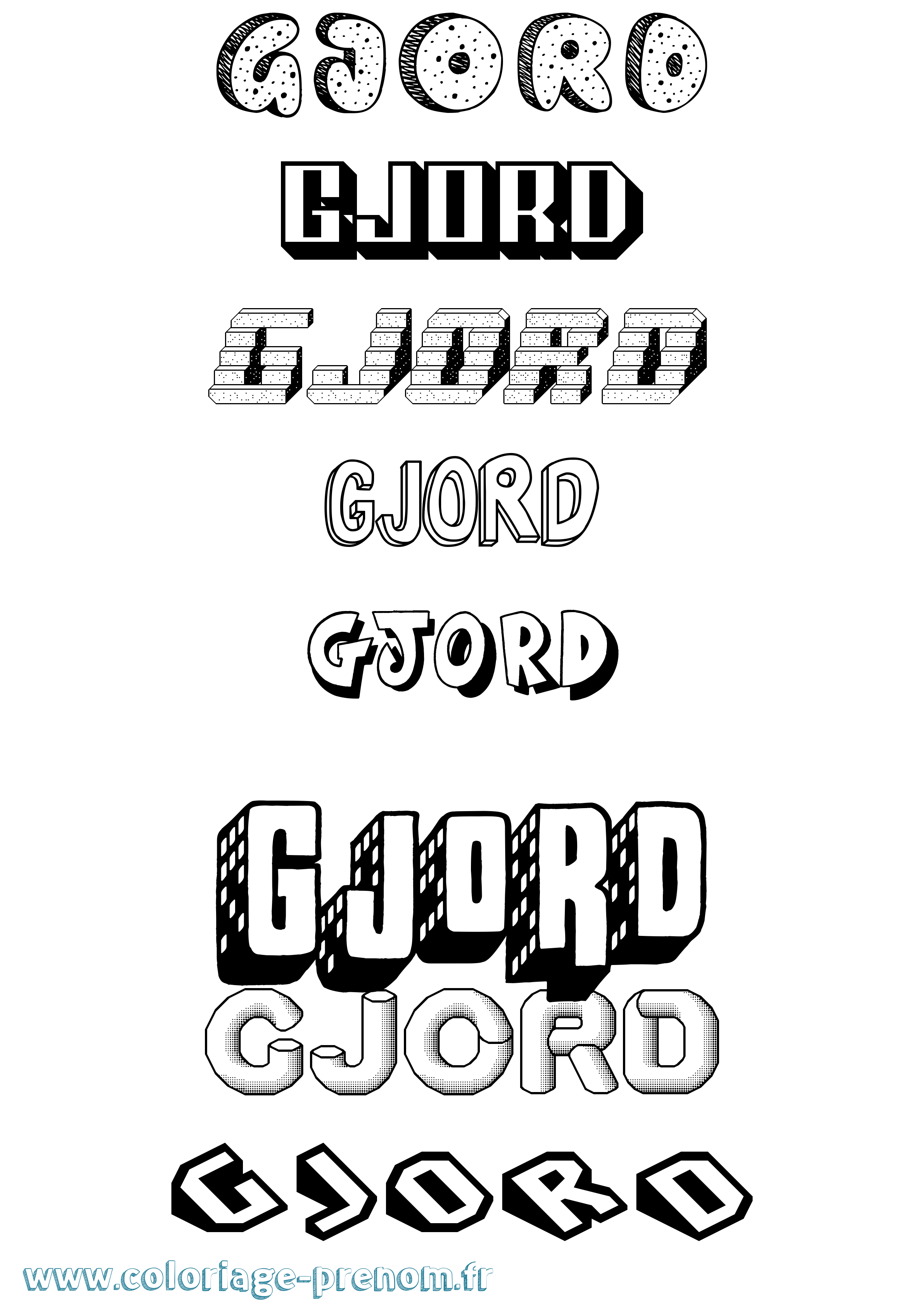 Coloriage Gjord Effet 3D Coloriage prénom Gjord Effet 3D
