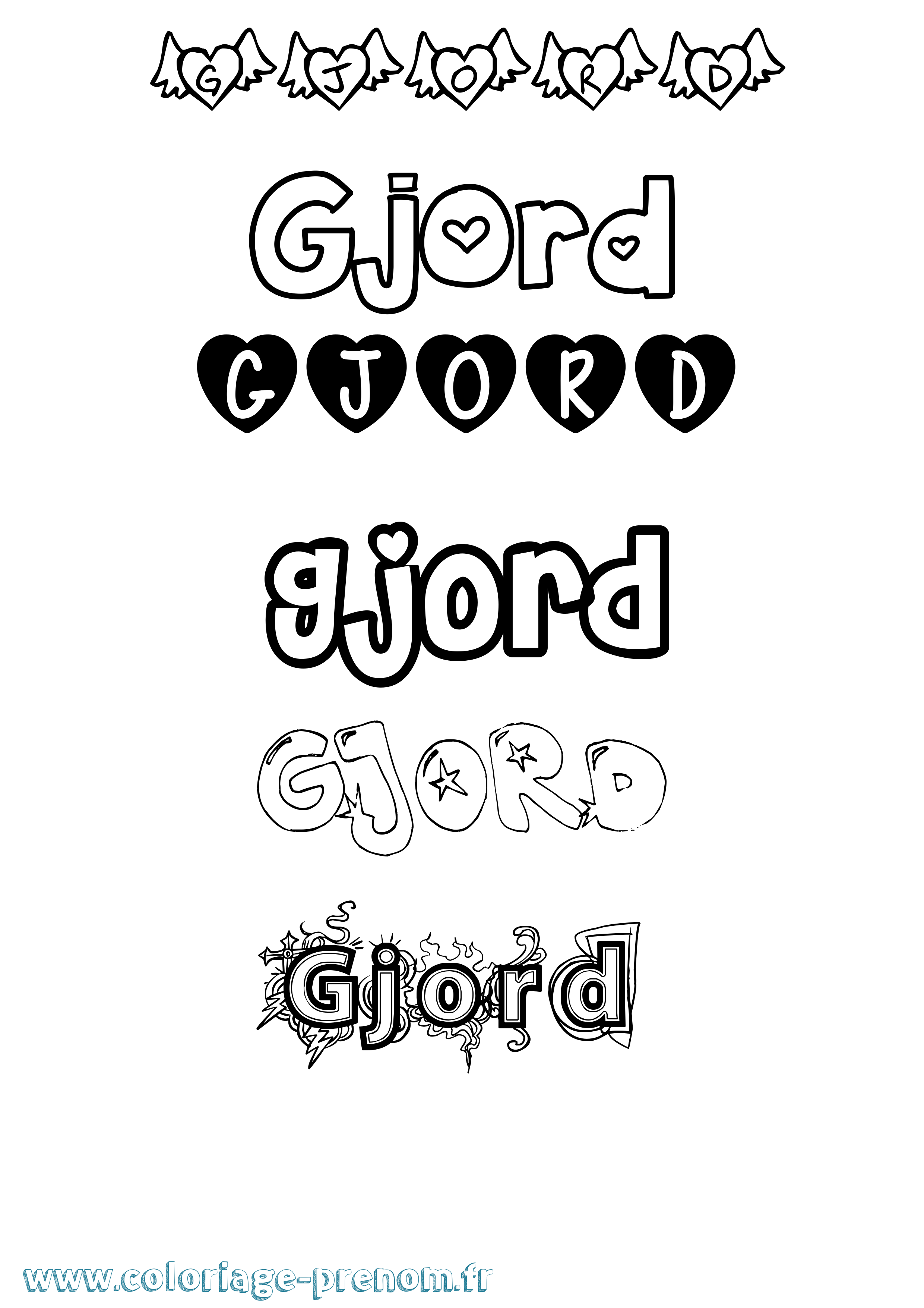 Coloriage Gjord Girly Coloriage prénom Gjord Girly