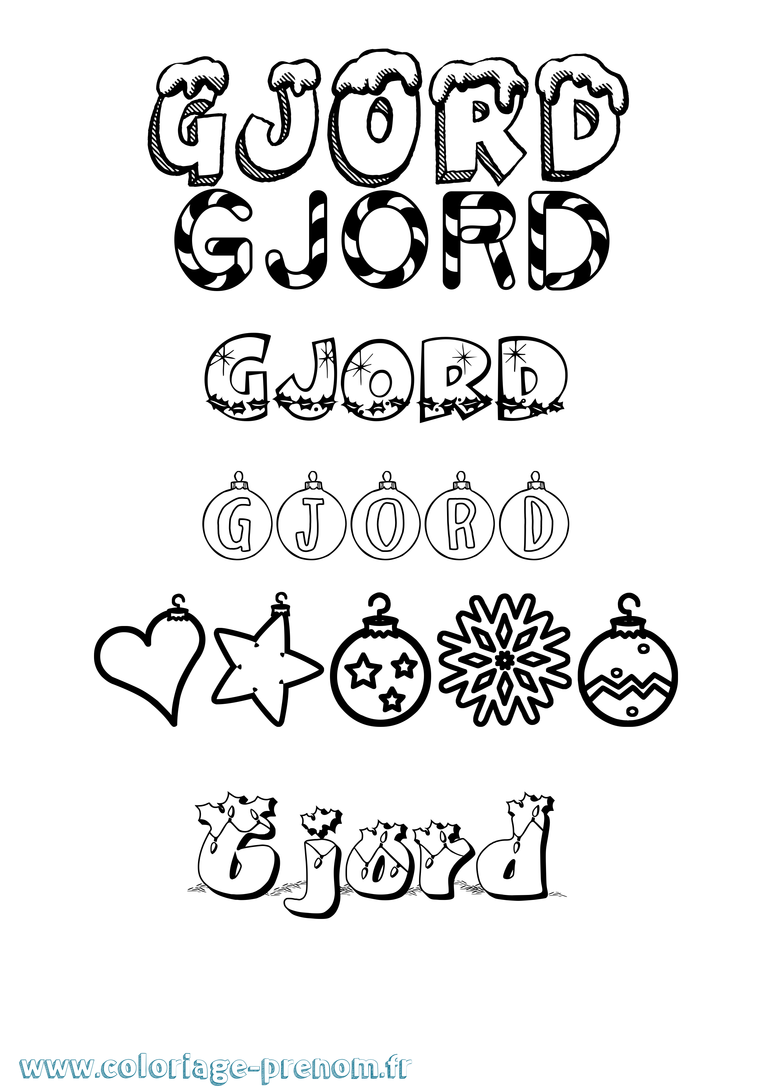 Coloriage Gjord Noël Coloriage prénom Gjord Noël