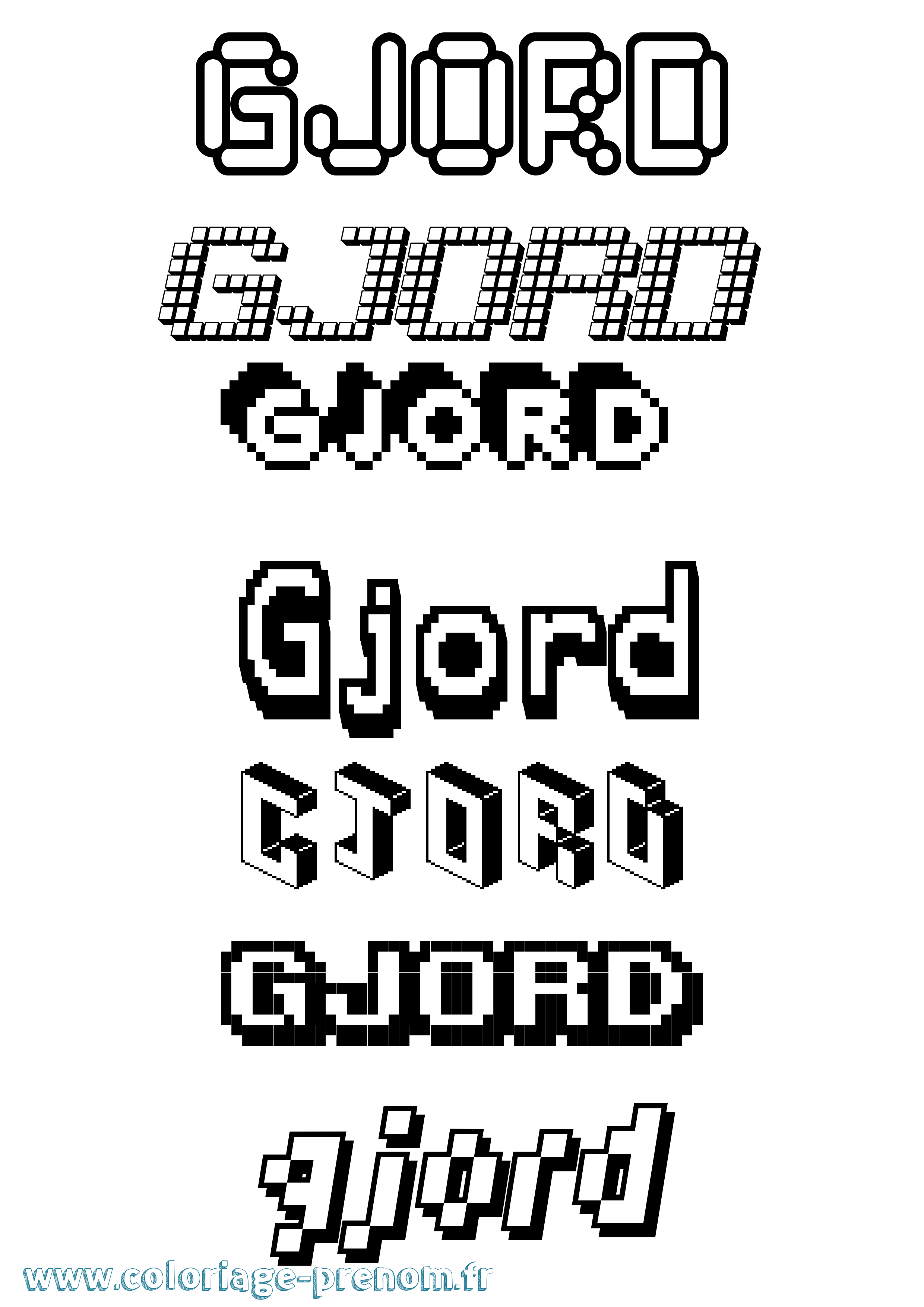 Coloriage Gjord Pixel Coloriage prénom Gjord Pixel