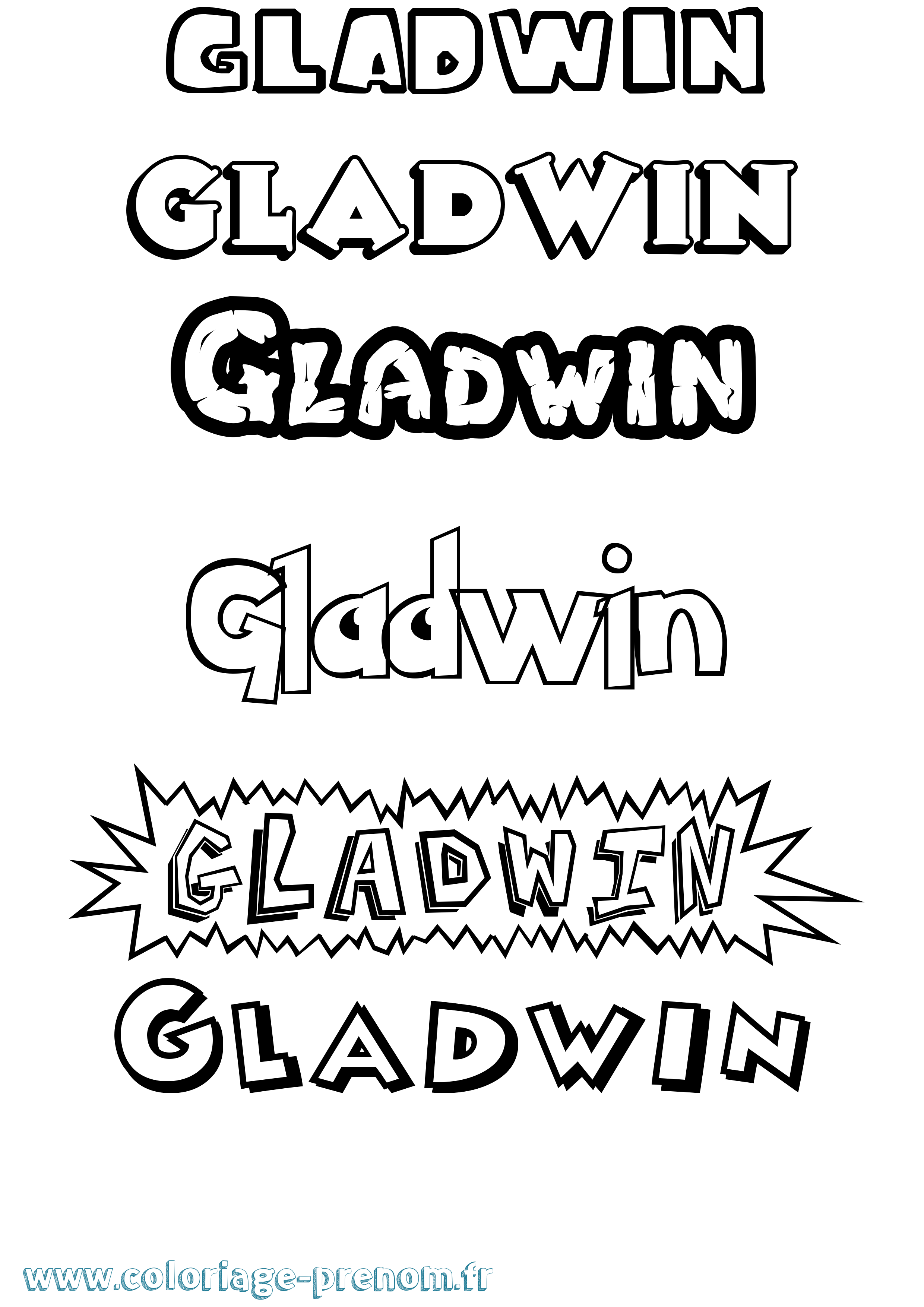 Coloriage Gladwin Dessin Animé Coloriage prénom Gladwin Dessin Animé