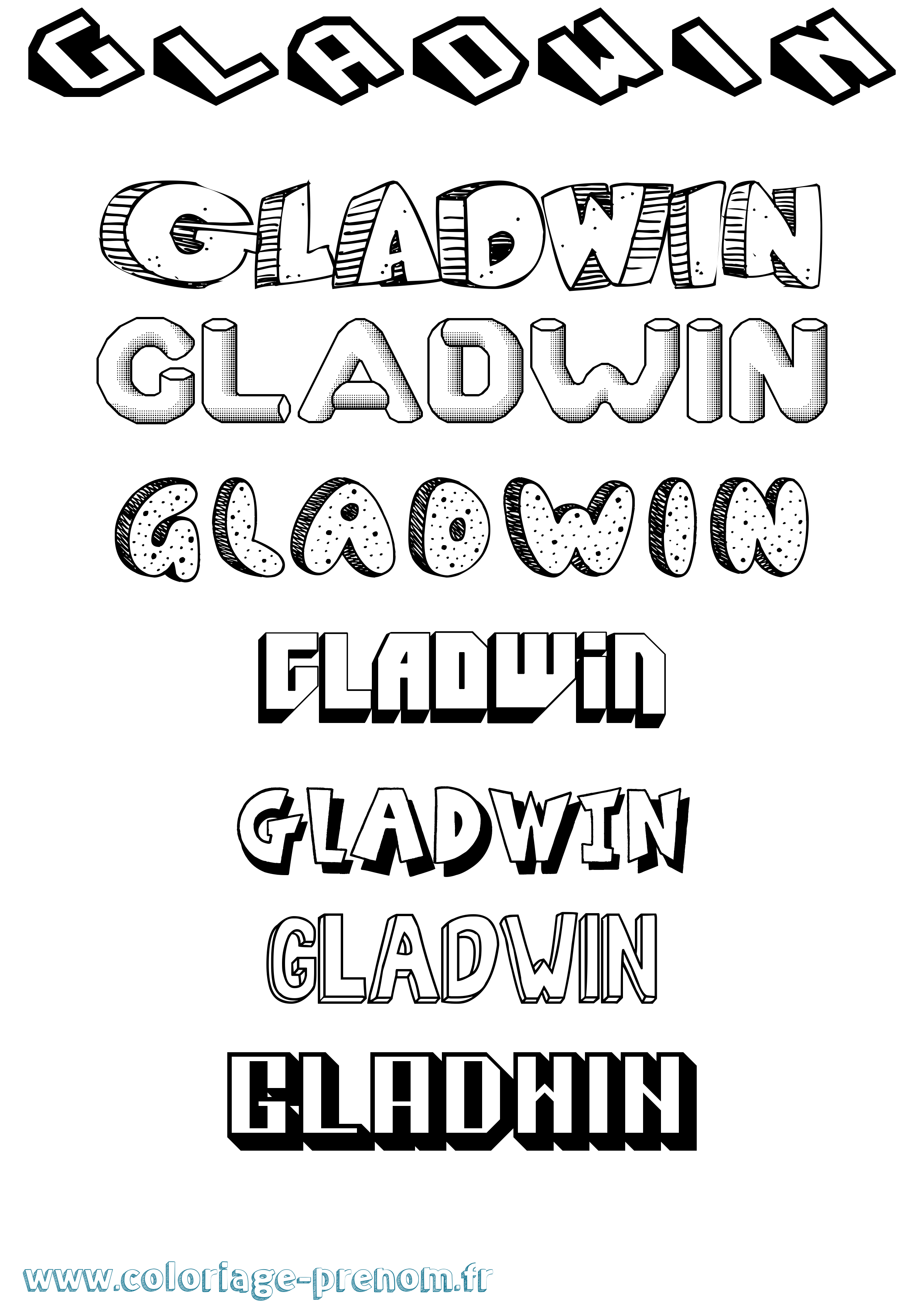 Coloriage Gladwin Effet 3D Coloriage prénom Gladwin Effet 3D
