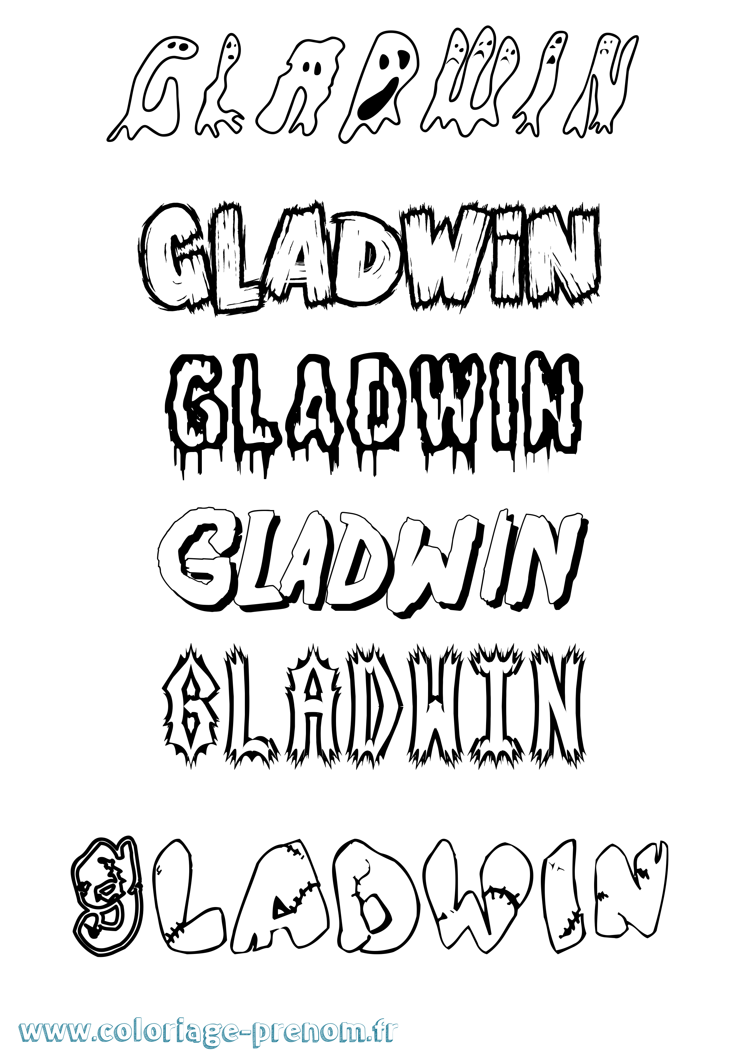 Coloriage Gladwin Frisson Coloriage prénom Gladwin Frisson
