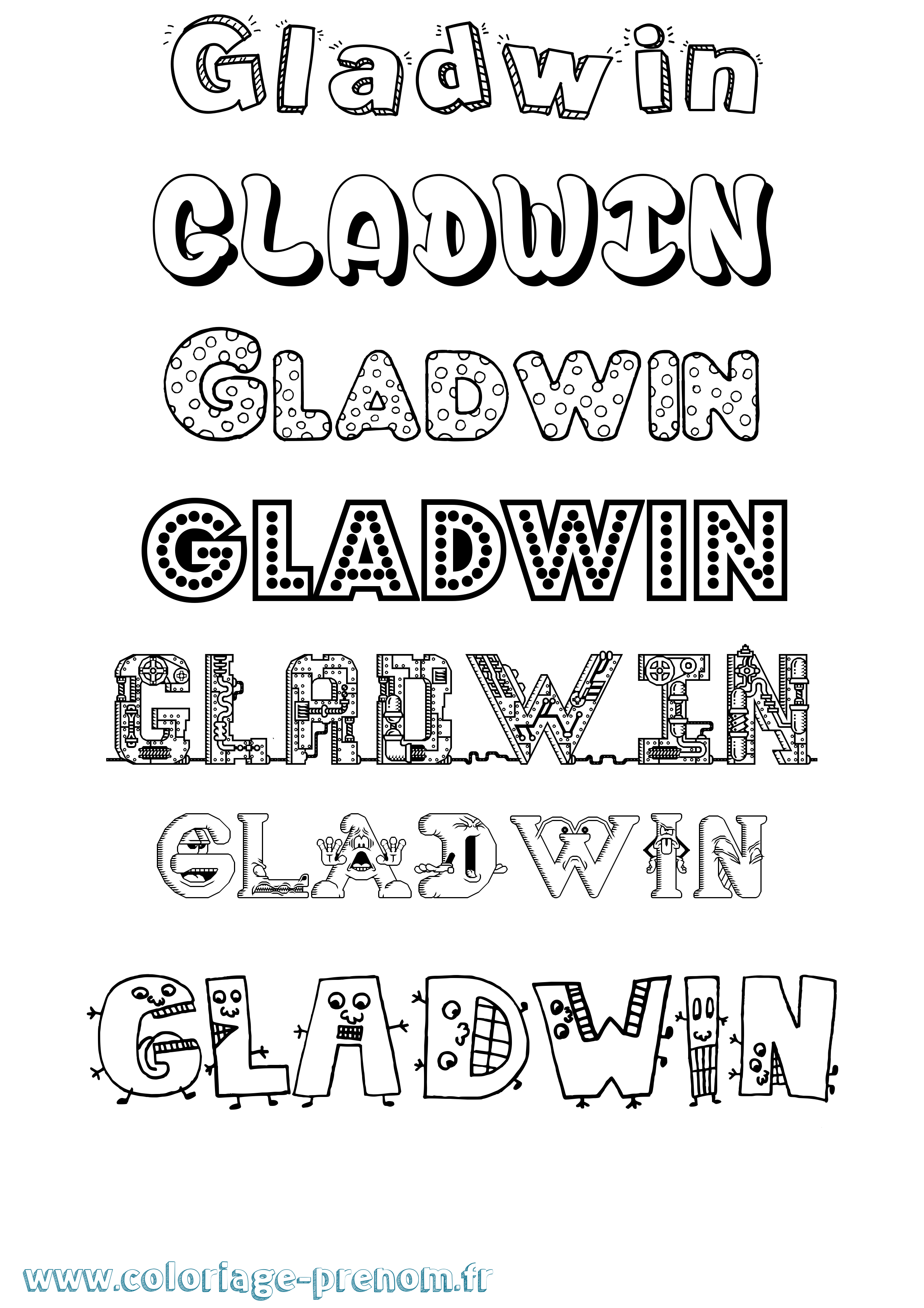 Coloriage Gladwin Fun Coloriage prénom Gladwin Fun
