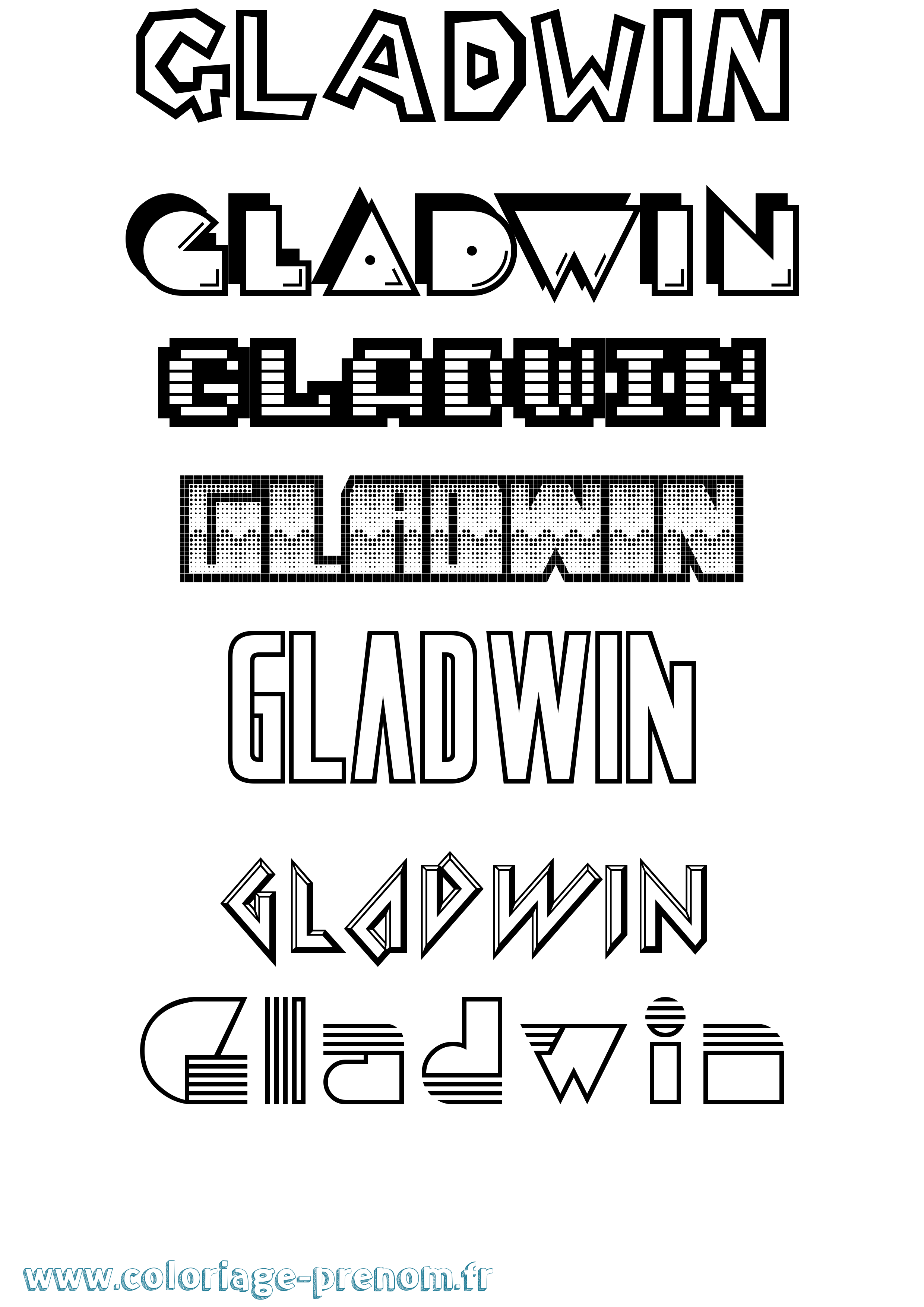 Coloriage Gladwin Jeux Vidéos Coloriage prénom Gladwin Jeux Vidéos