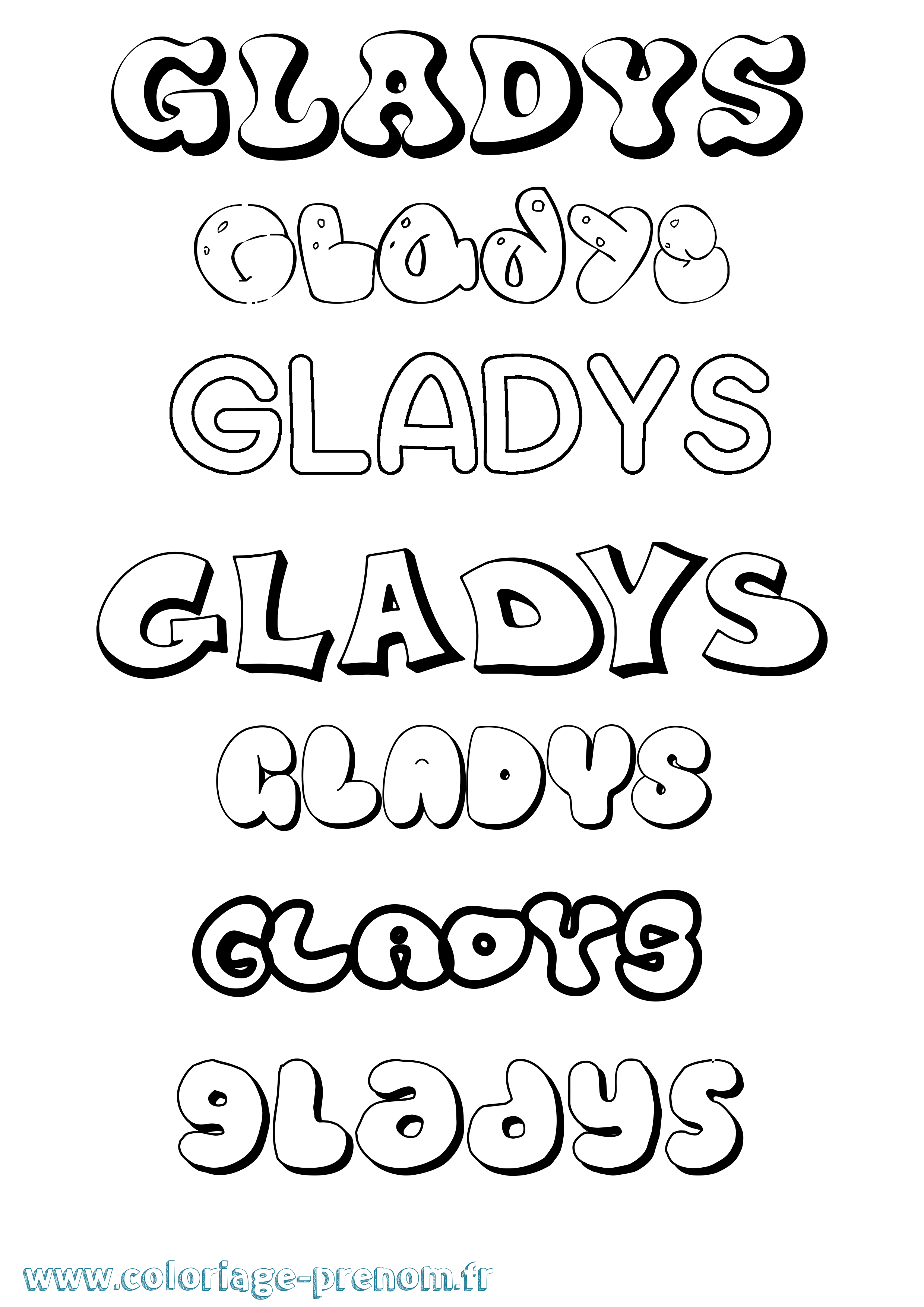 Coloriage Gladys Bubble Coloriage prénom Gladys Bubble