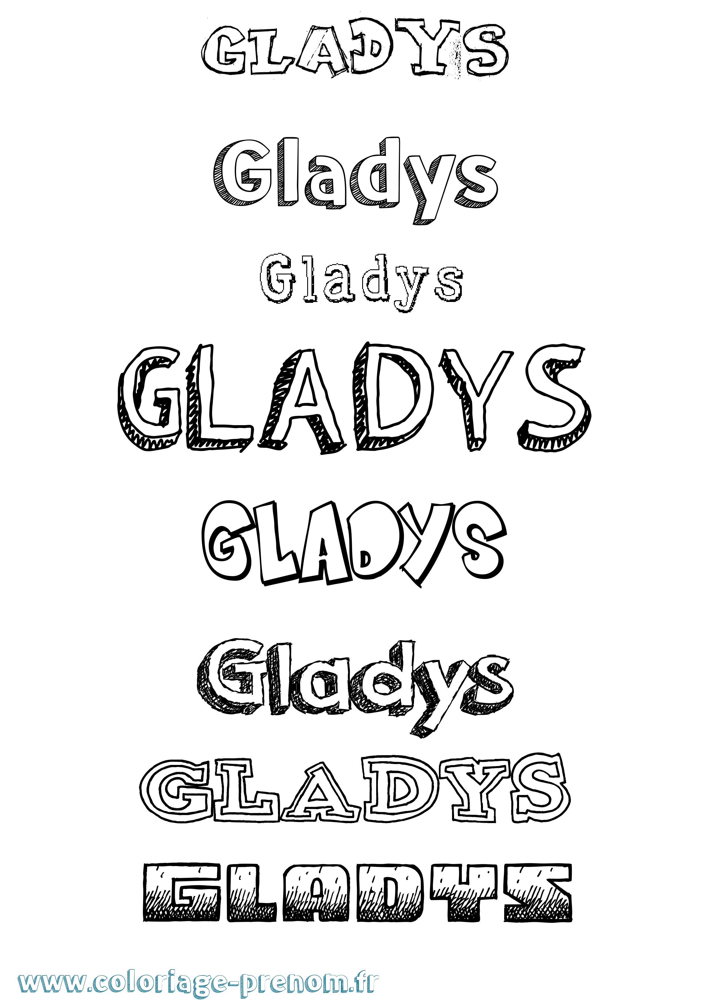 Coloriage Gladys Dessiné Coloriage prénom Gladys Dessiné