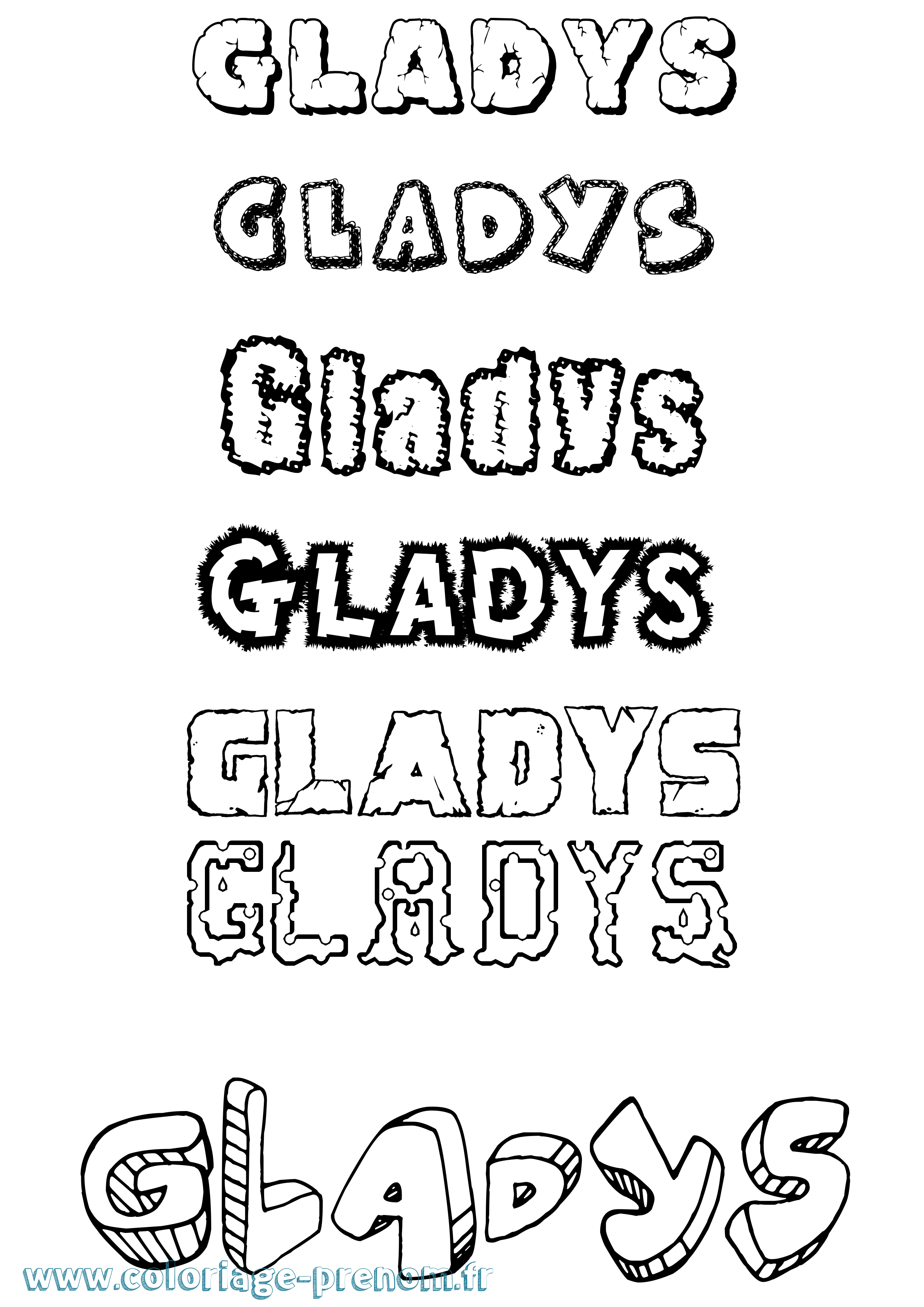 Coloriage Gladys Destructuré Coloriage prénom Gladys Destructuré