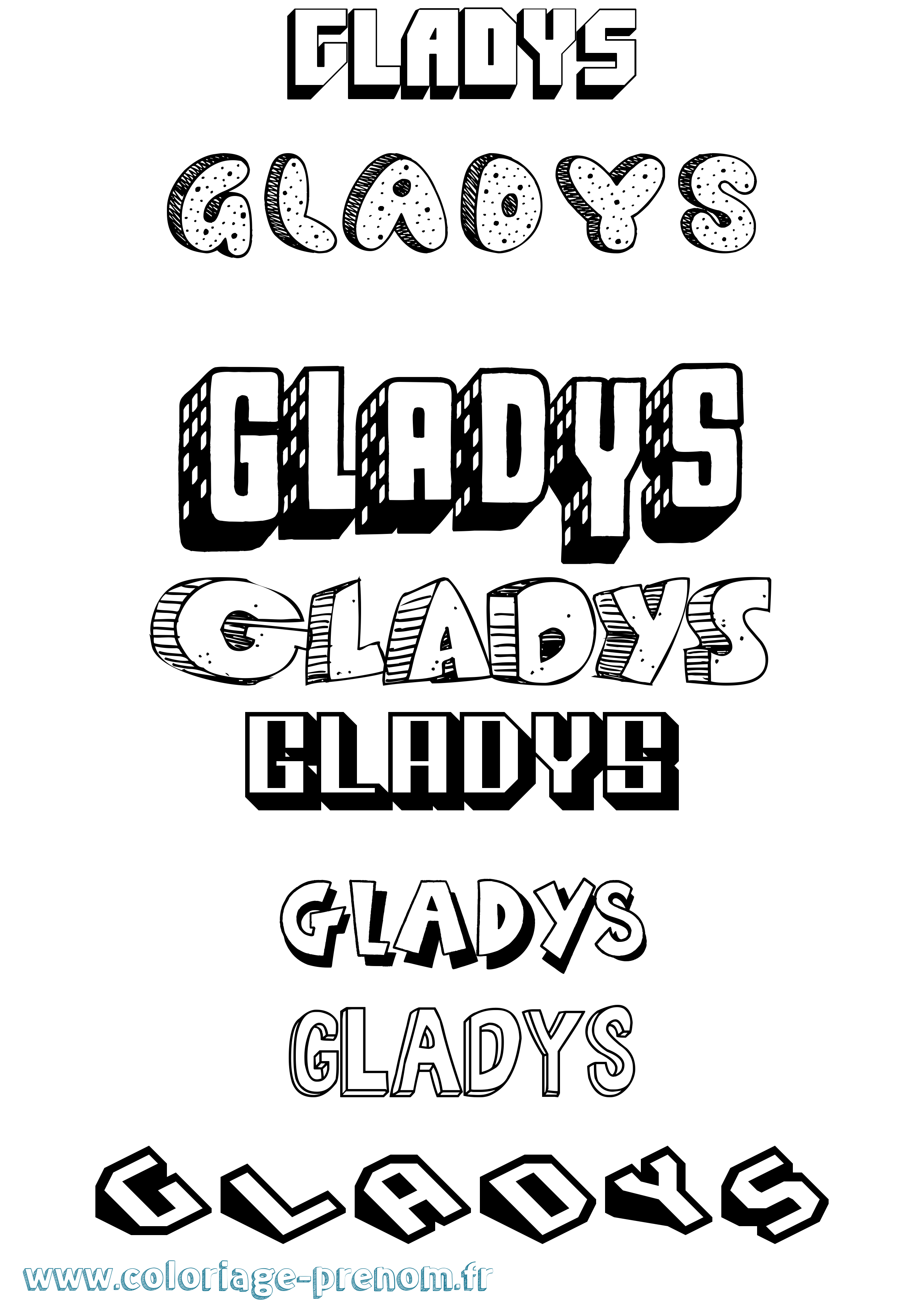 Coloriage Gladys Effet 3D Coloriage prénom Gladys Effet 3D
