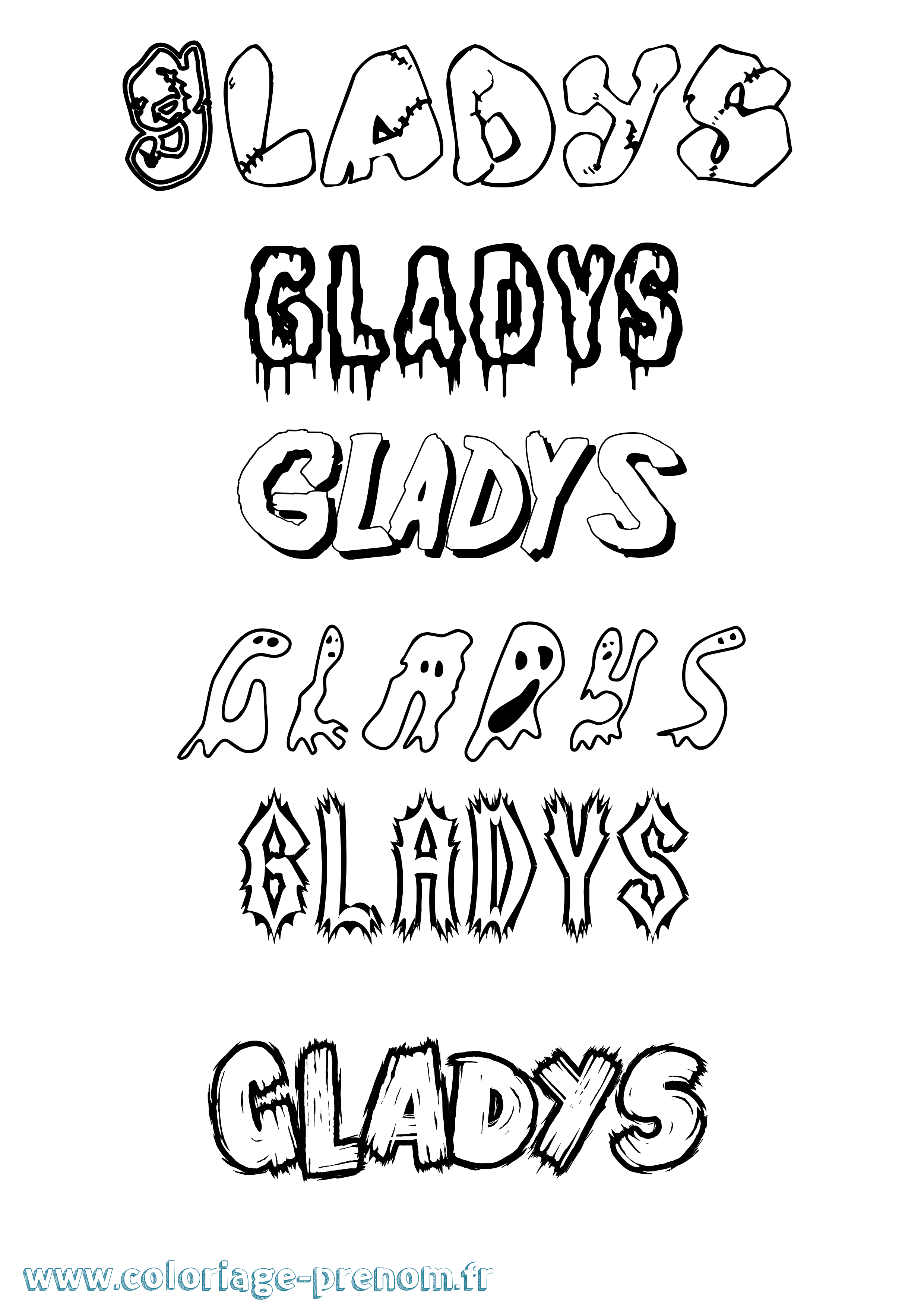 Coloriage Gladys Frisson Coloriage prénom Gladys Frisson