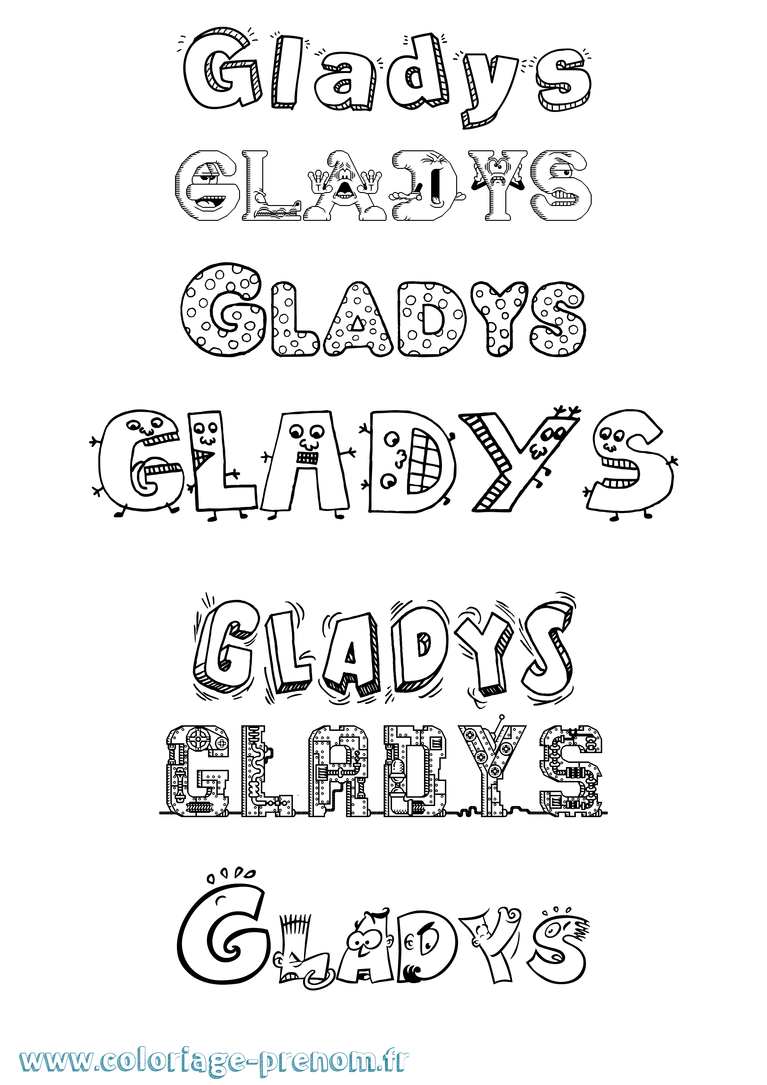 Coloriage Gladys Fun Coloriage prénom Gladys Fun