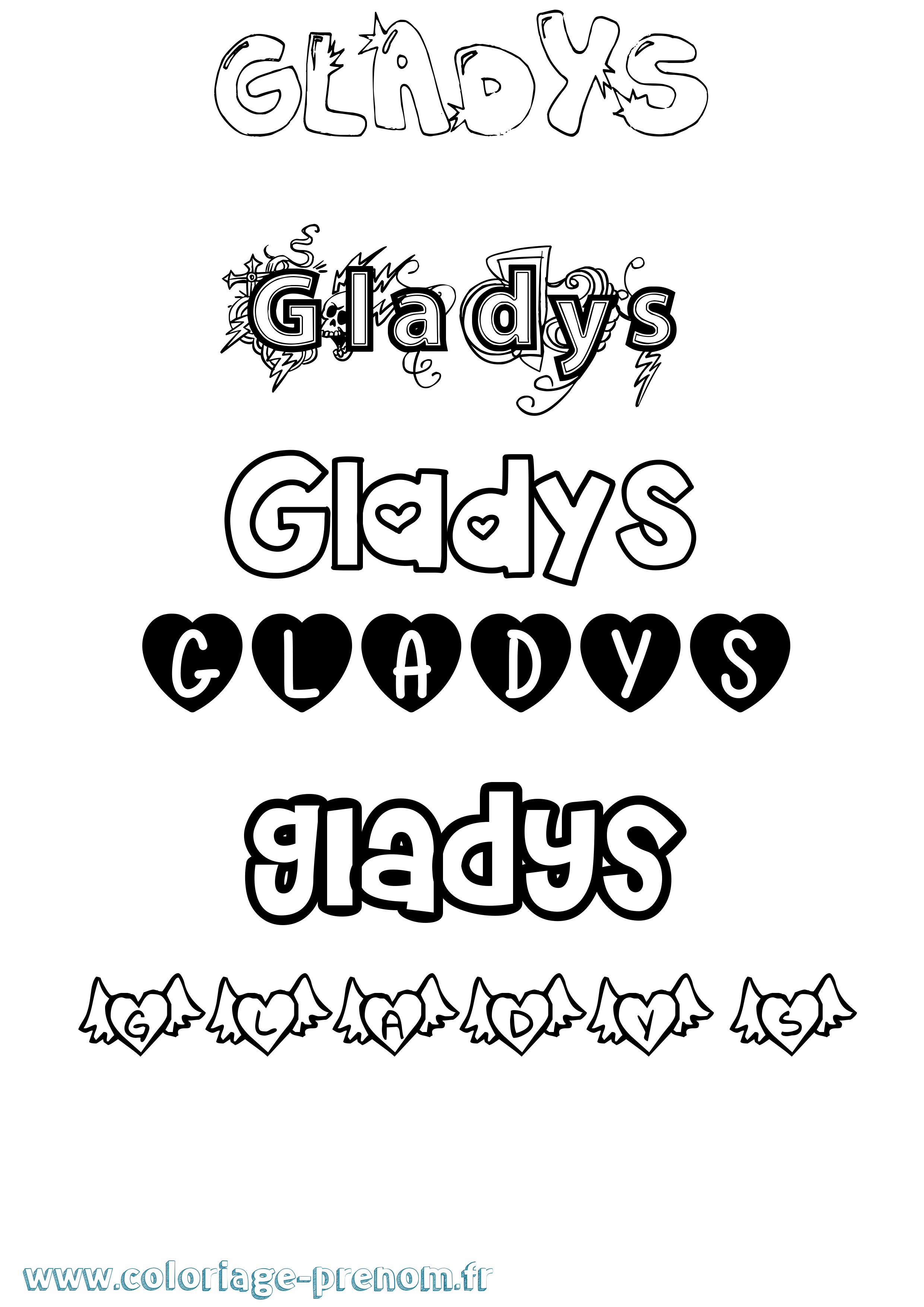 Coloriage Gladys Girly Coloriage prénom Gladys Girly