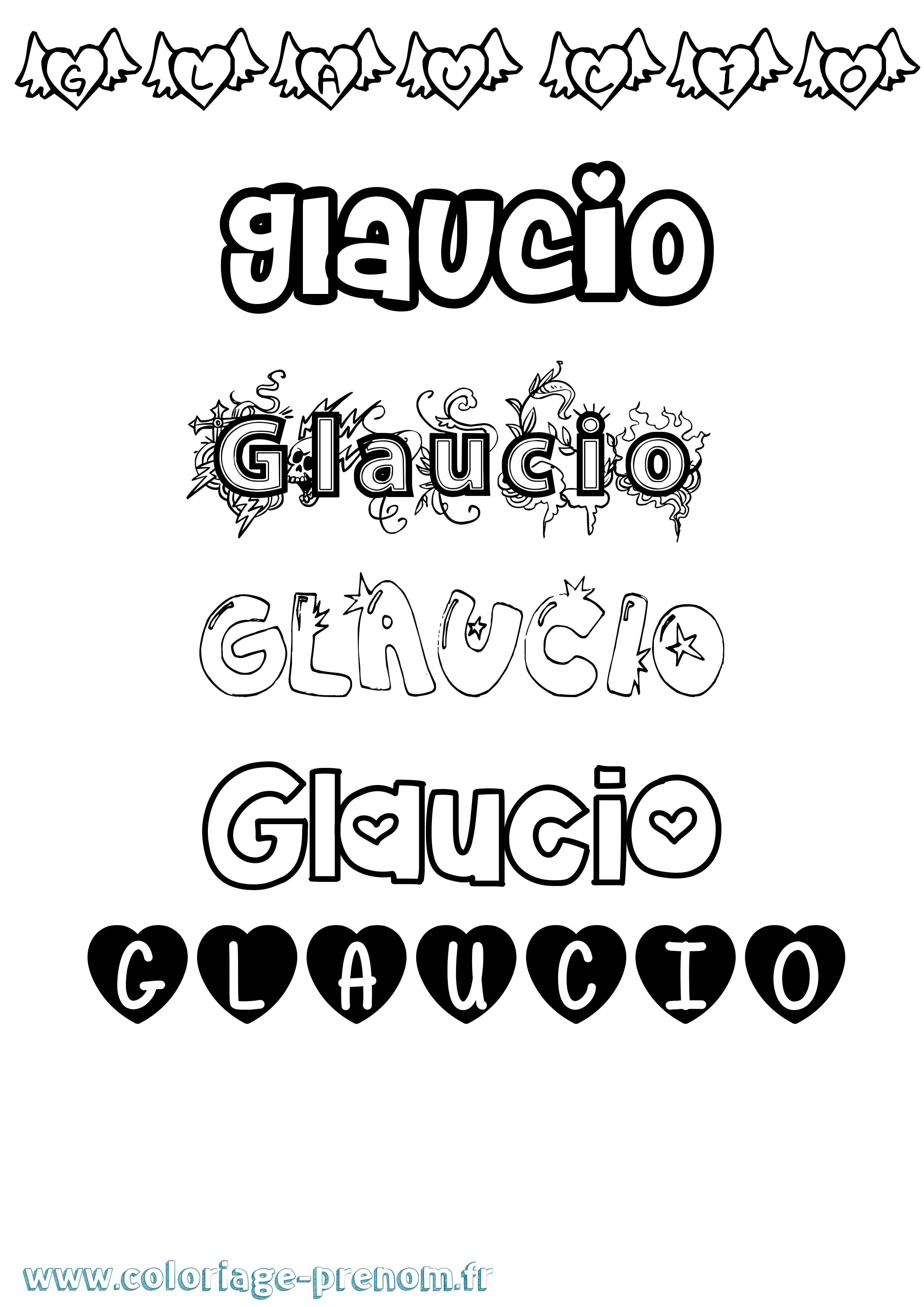 Coloriage Glaucio Girly Coloriage prénom Glaucio Girly