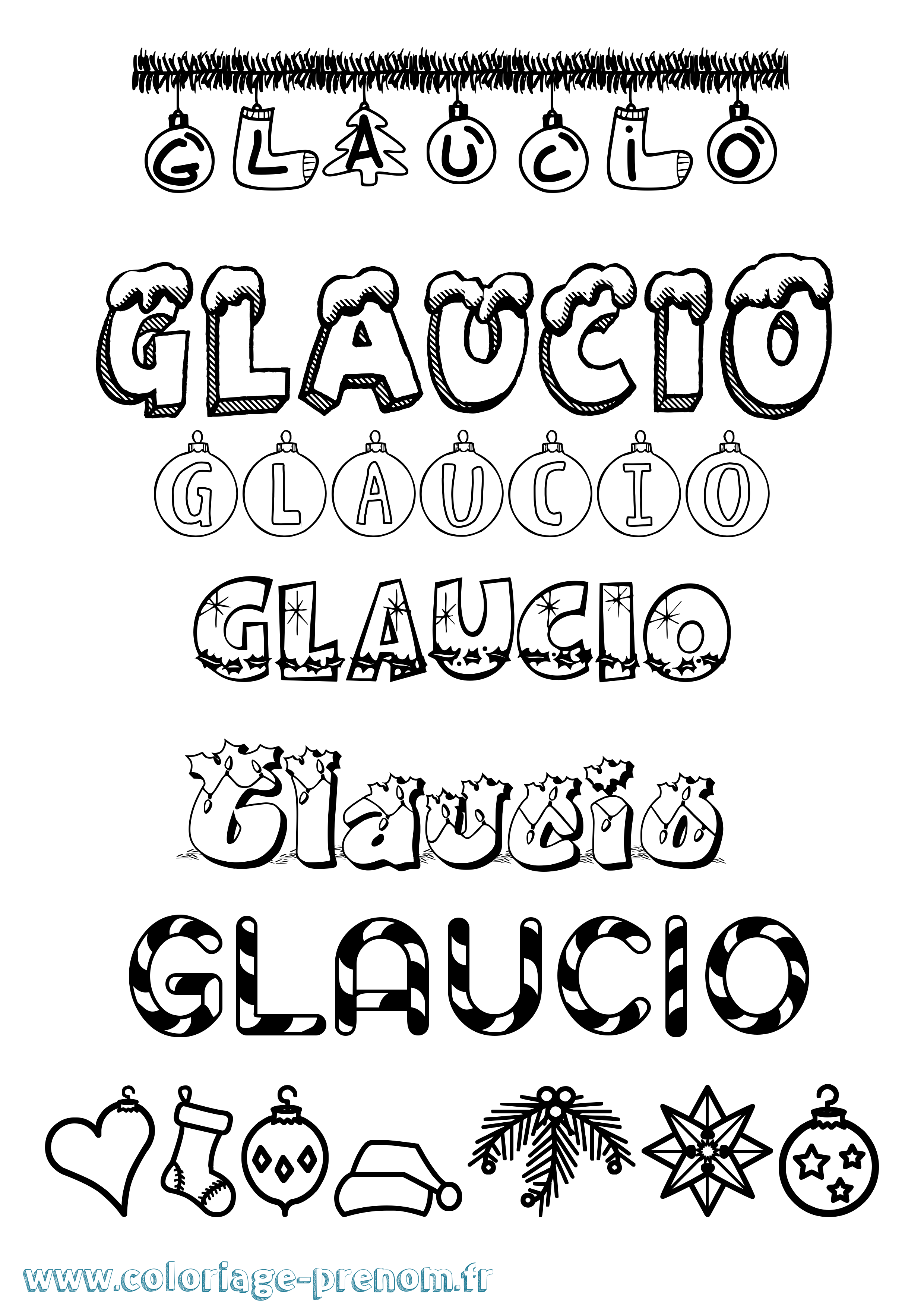 Coloriage Glaucio Noël Coloriage prénom Glaucio Noël