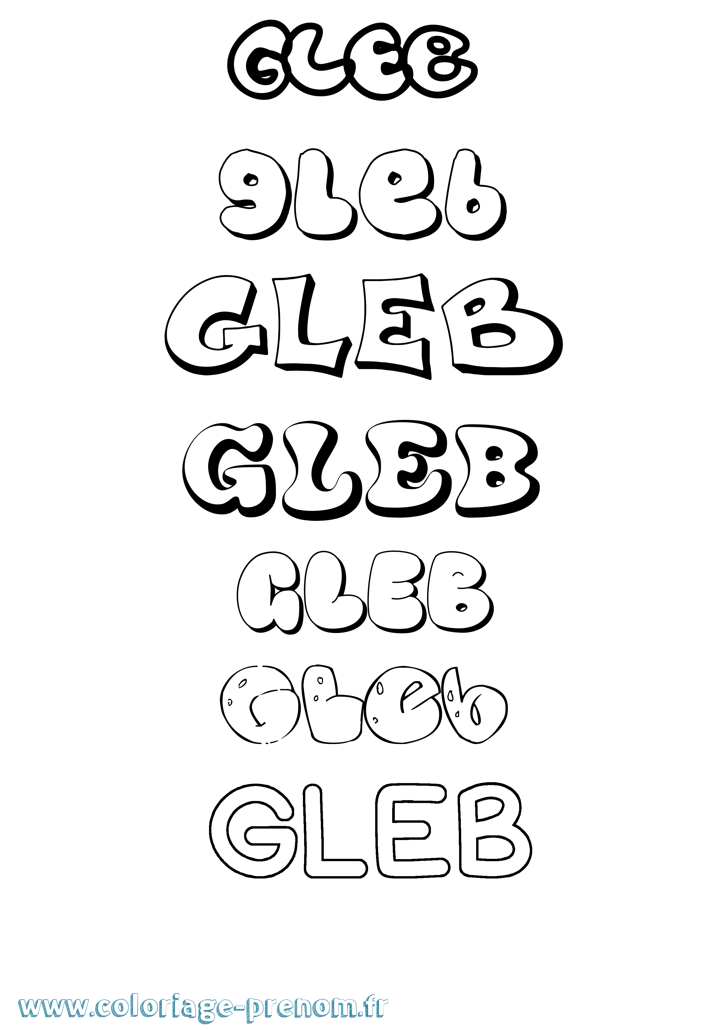 Coloriage Gleb Bubble Coloriage prénom Gleb Bubble