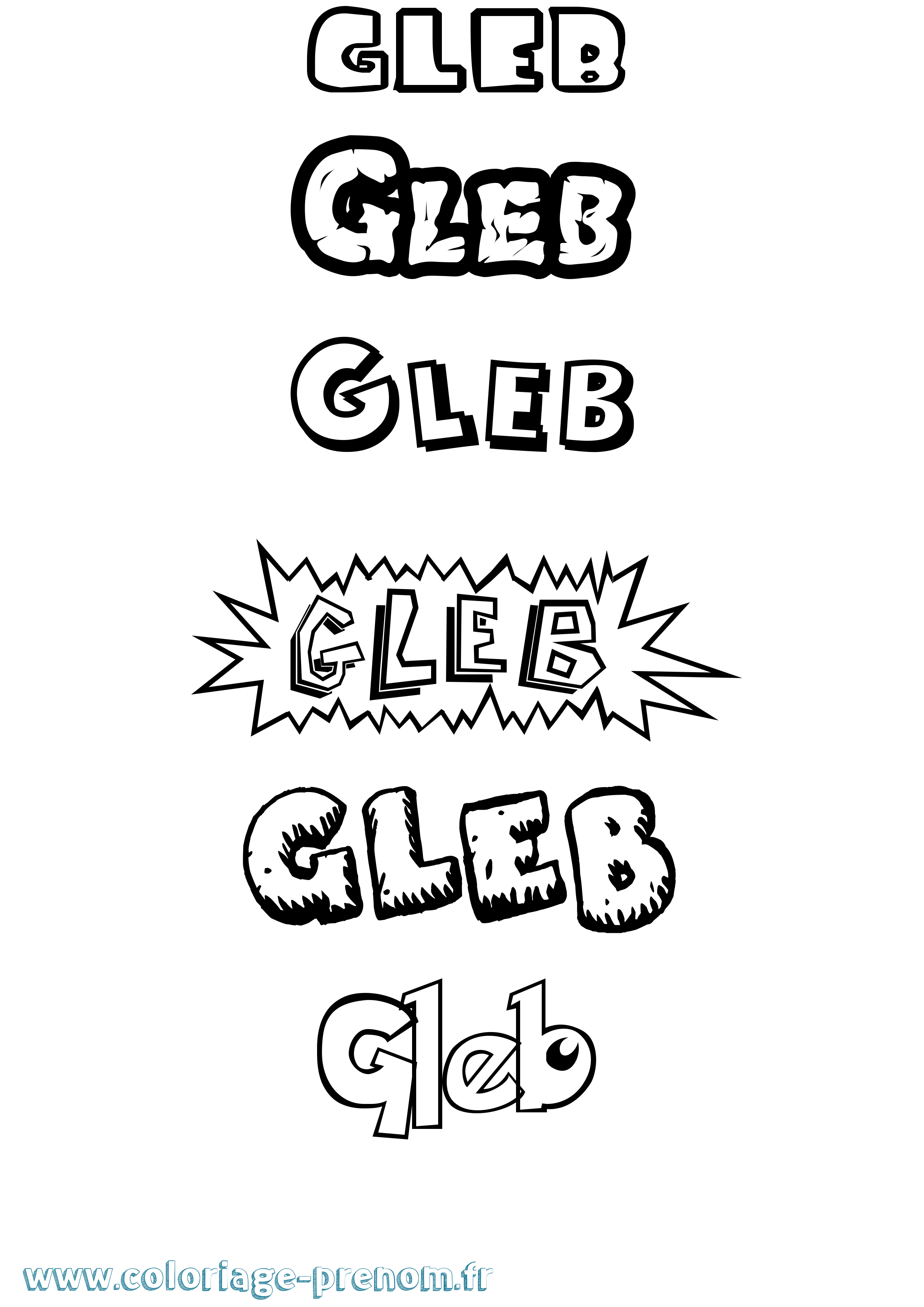 Coloriage Gleb Dessin Animé Coloriage prénom Gleb Dessin Animé