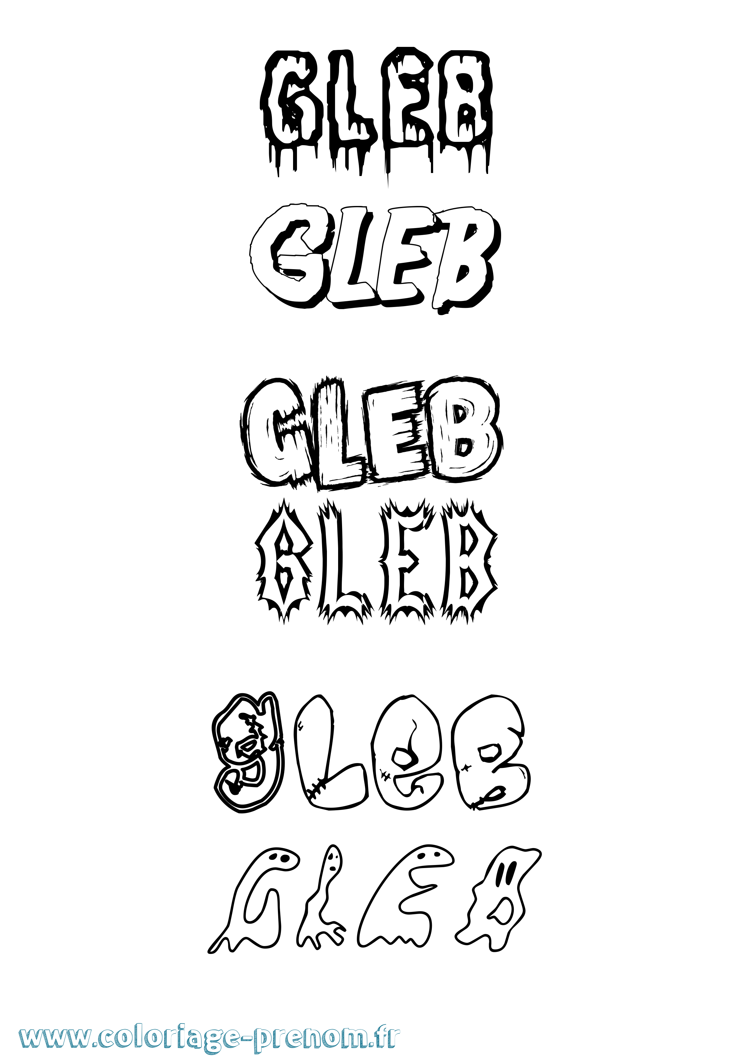 Coloriage Gleb Frisson Coloriage prénom Gleb Frisson
