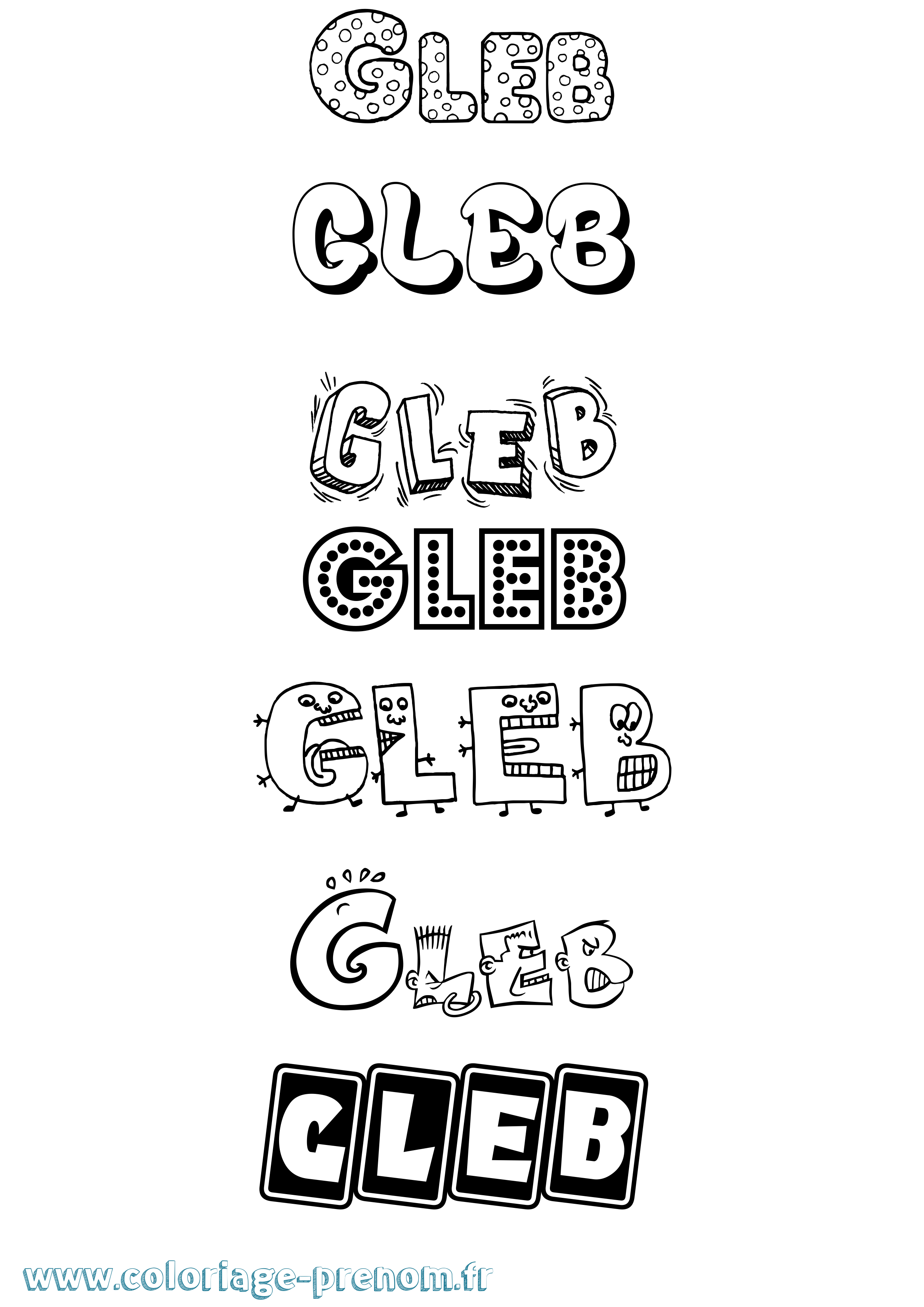 Coloriage Gleb Fun Coloriage prénom Gleb Fun