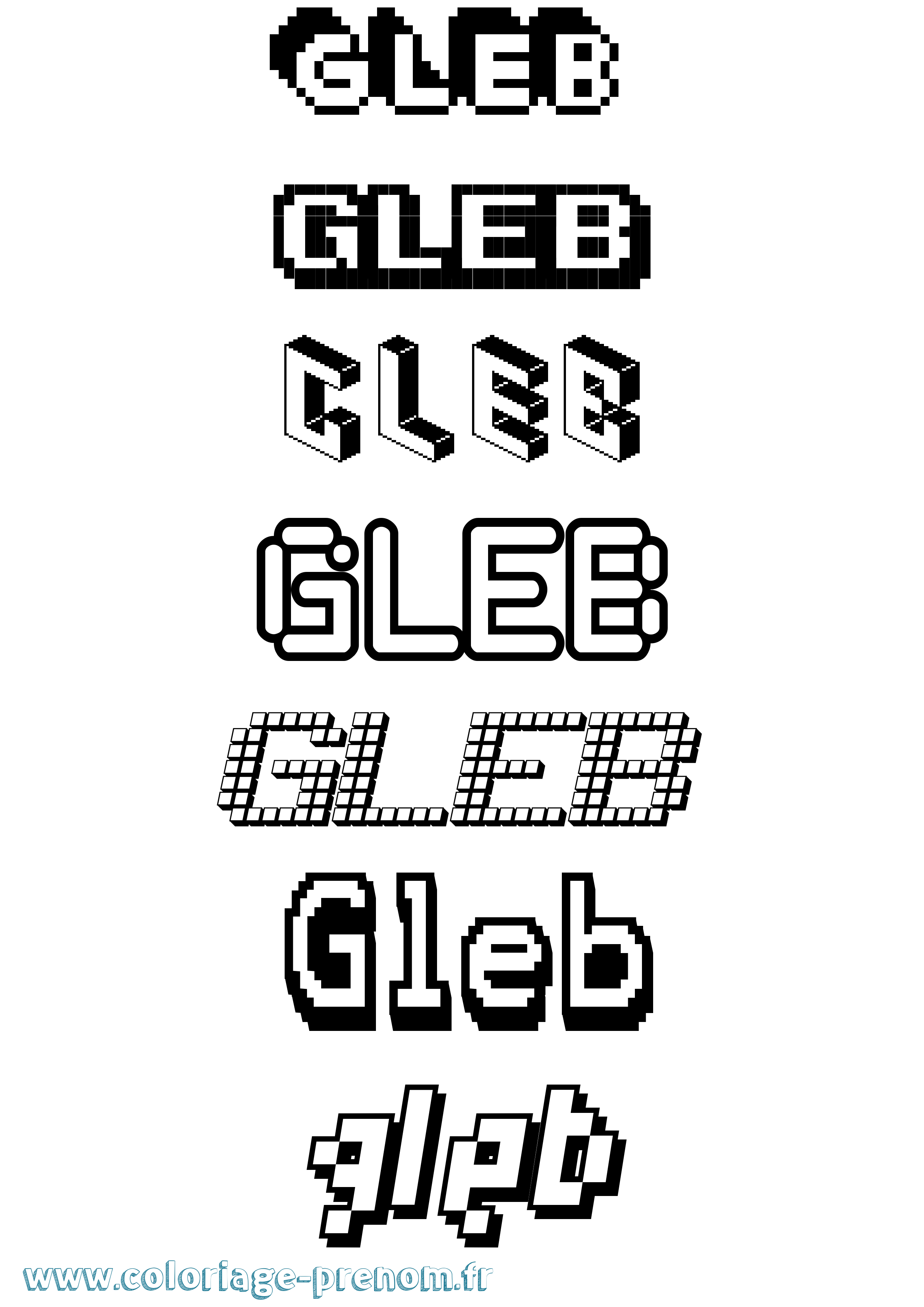 Coloriage Gleb Pixel Coloriage prénom Gleb Pixel