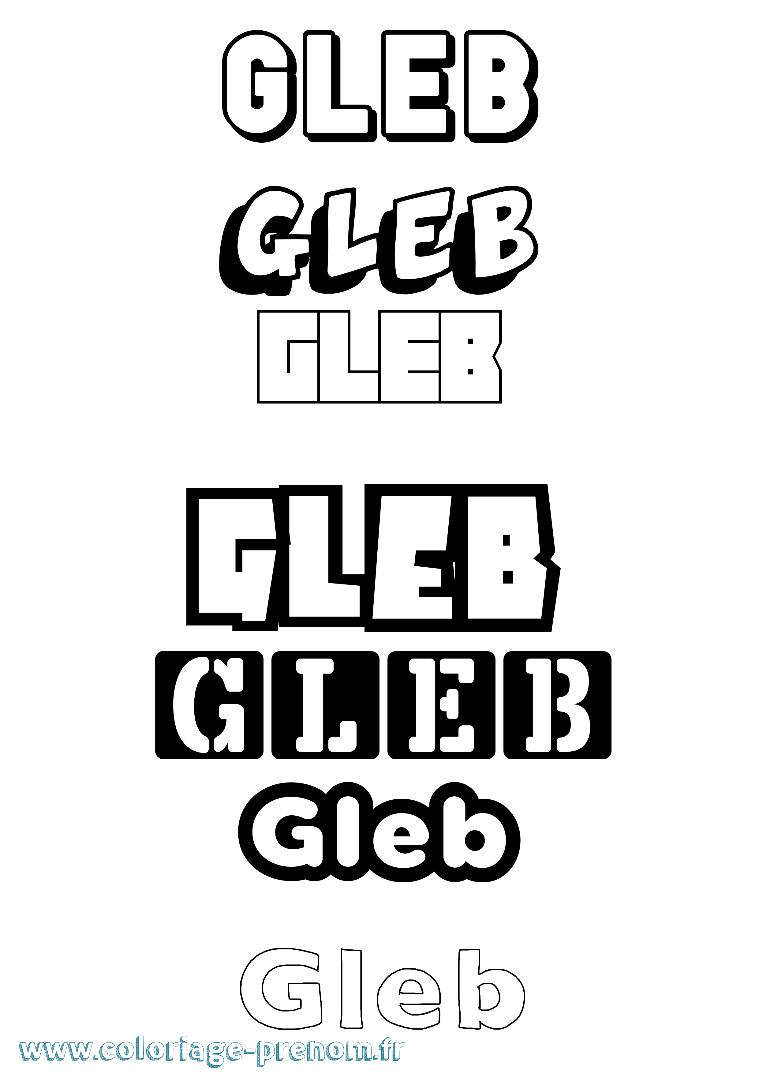Coloriage Gleb Simple Coloriage prénom Gleb Simple