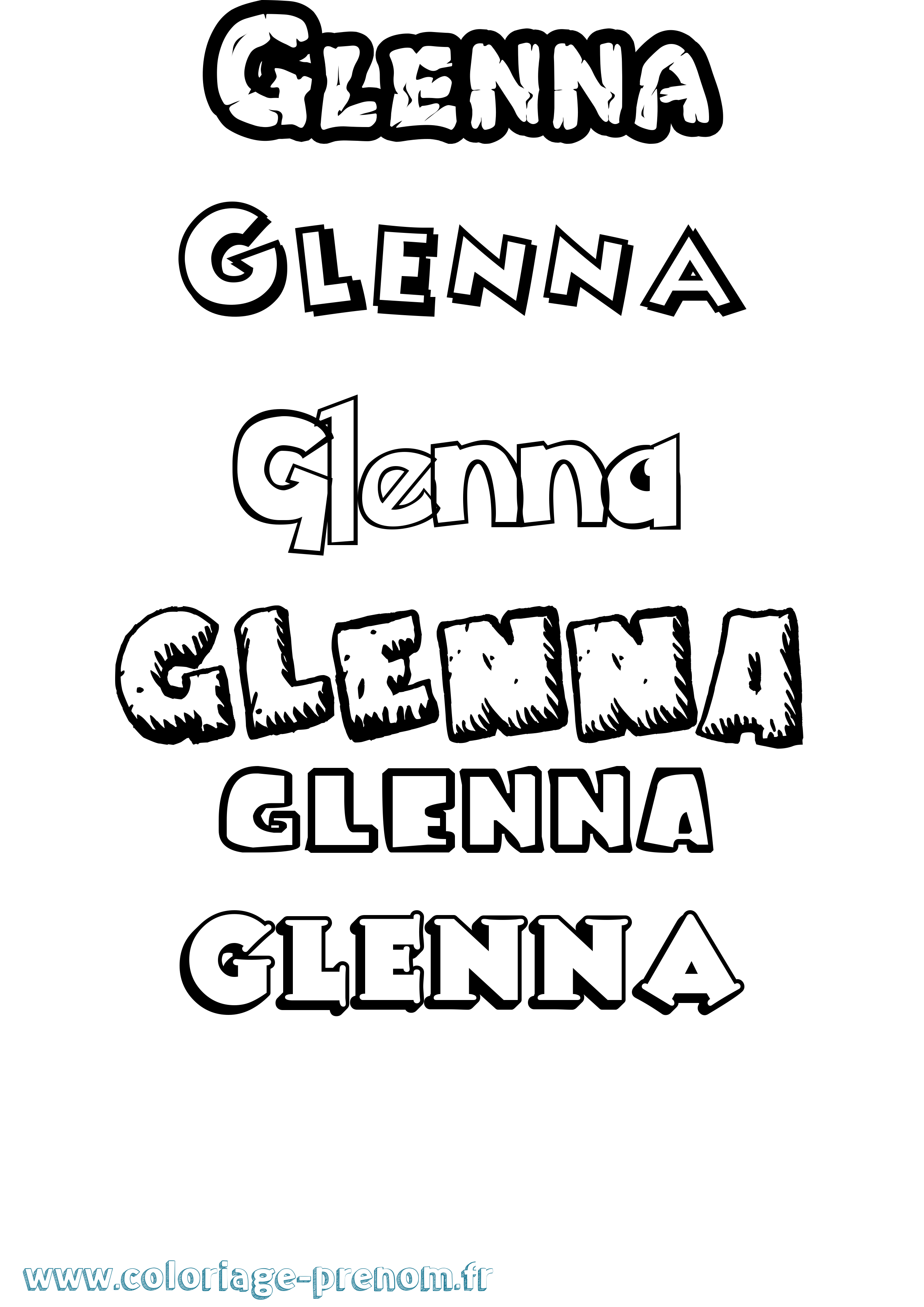 Coloriage Glenna Dessin Animé Coloriage prénom Glenna Dessin Animé