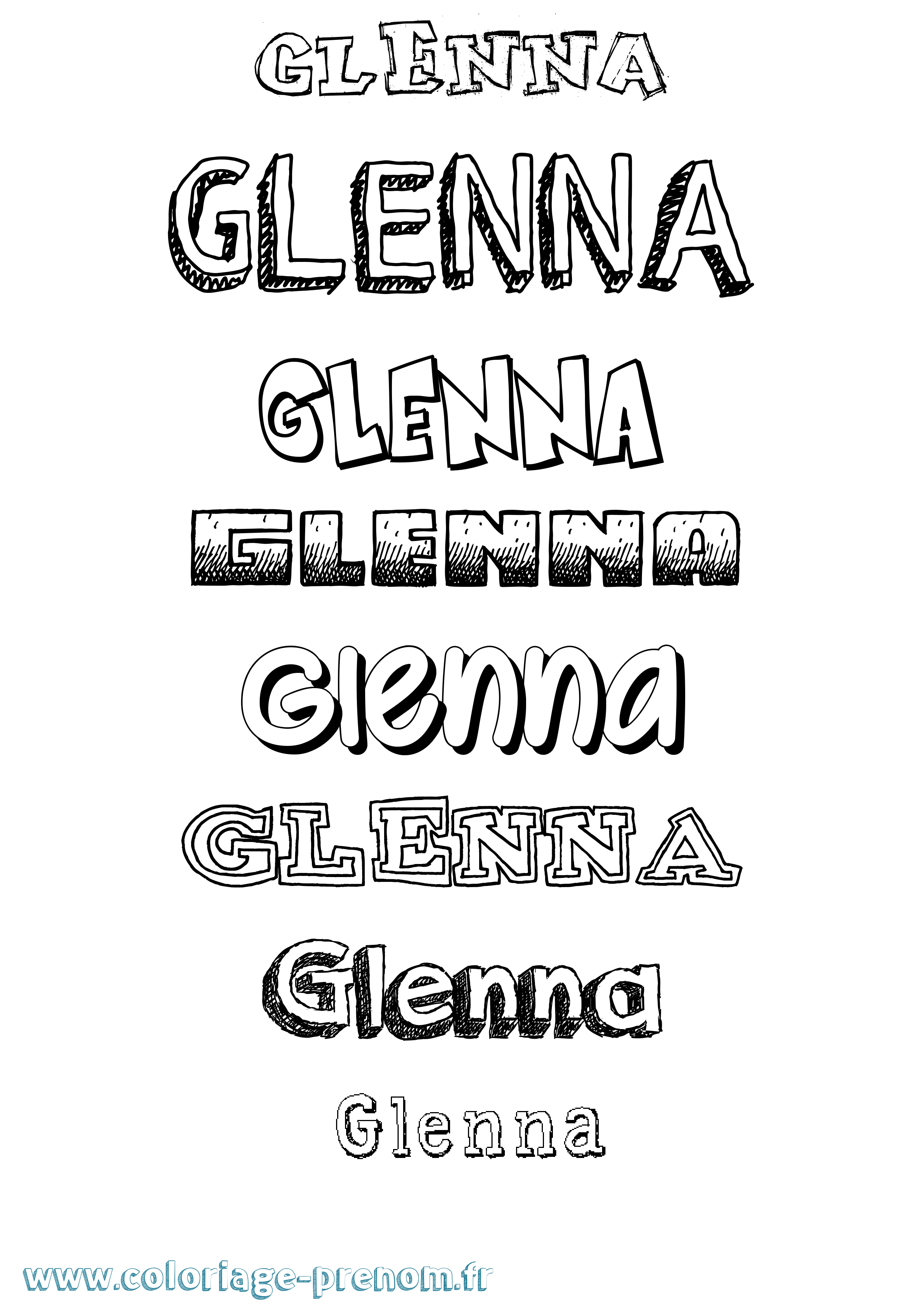 Coloriage Glenna Dessiné Coloriage prénom Glenna Dessiné