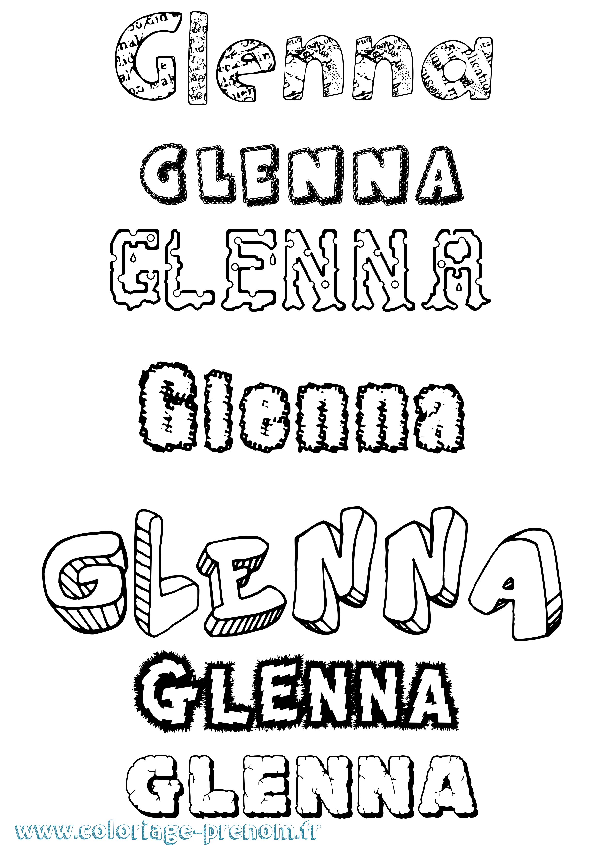Coloriage Glenna Destructuré Coloriage prénom Glenna Destructuré