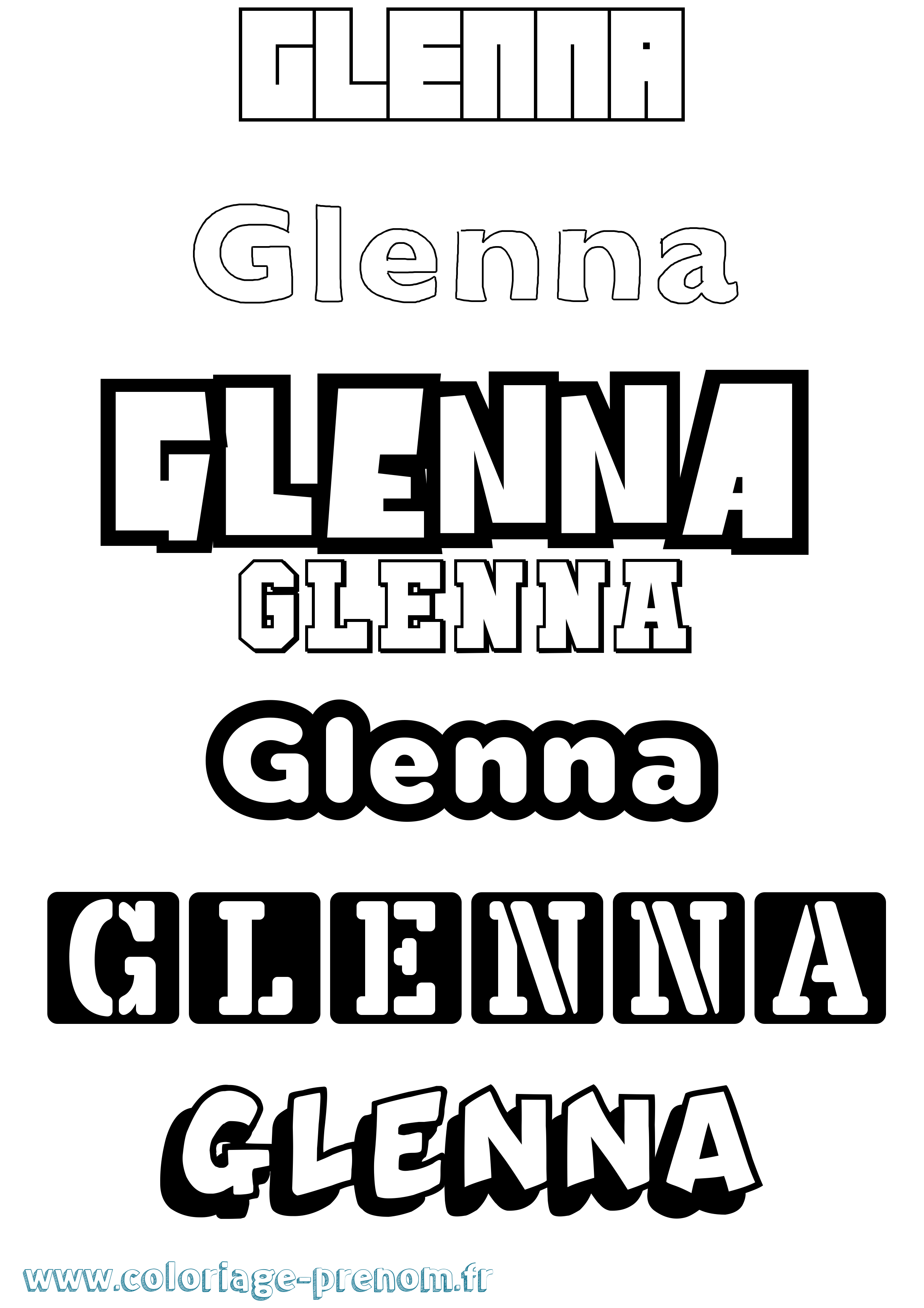 Coloriage Glenna Simple Coloriage prénom Glenna Simple