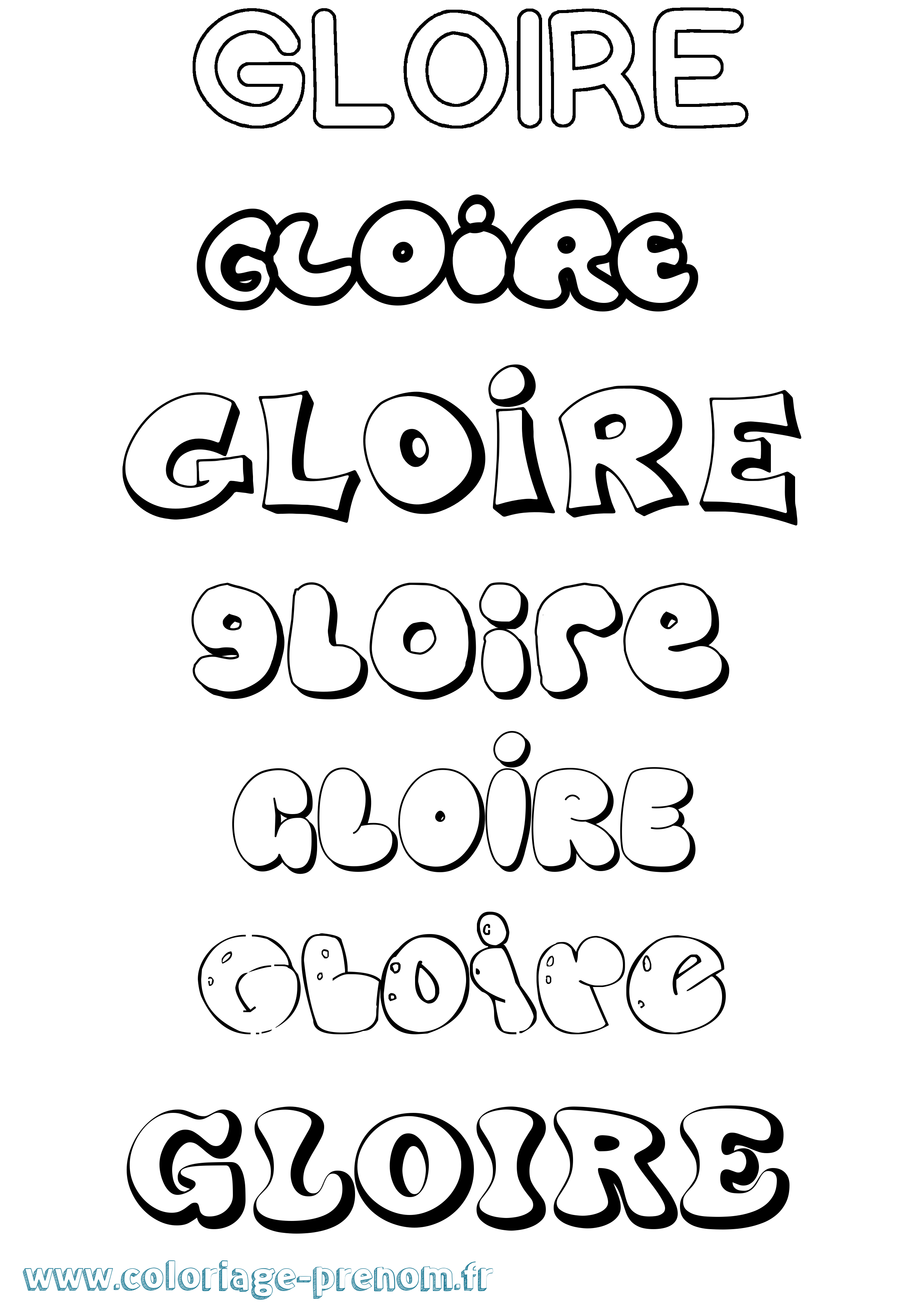 Coloriage Gloire Bubble Coloriage prénom Gloire Bubble