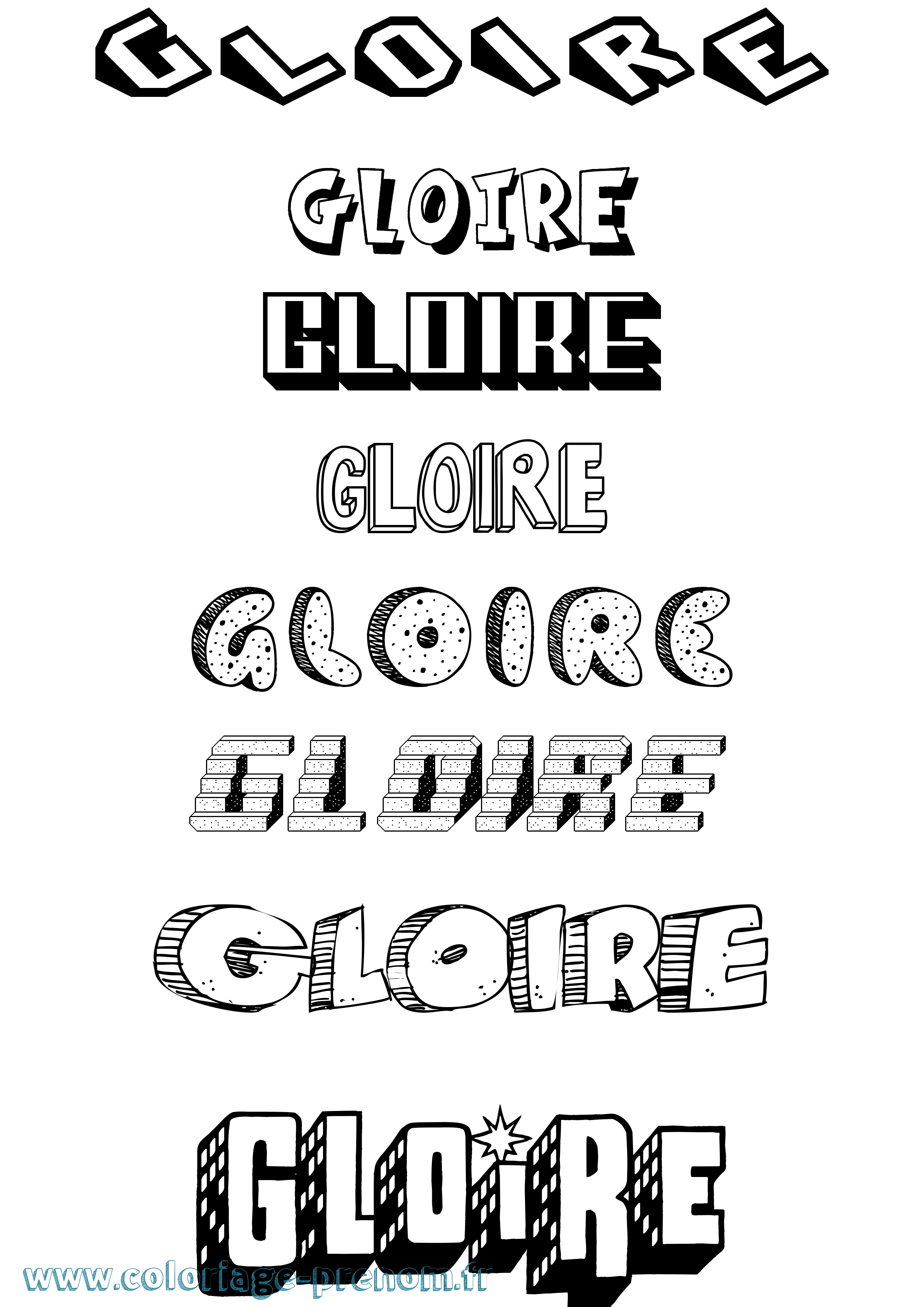 Coloriage Gloire Effet 3D Coloriage prénom Gloire Effet 3D
