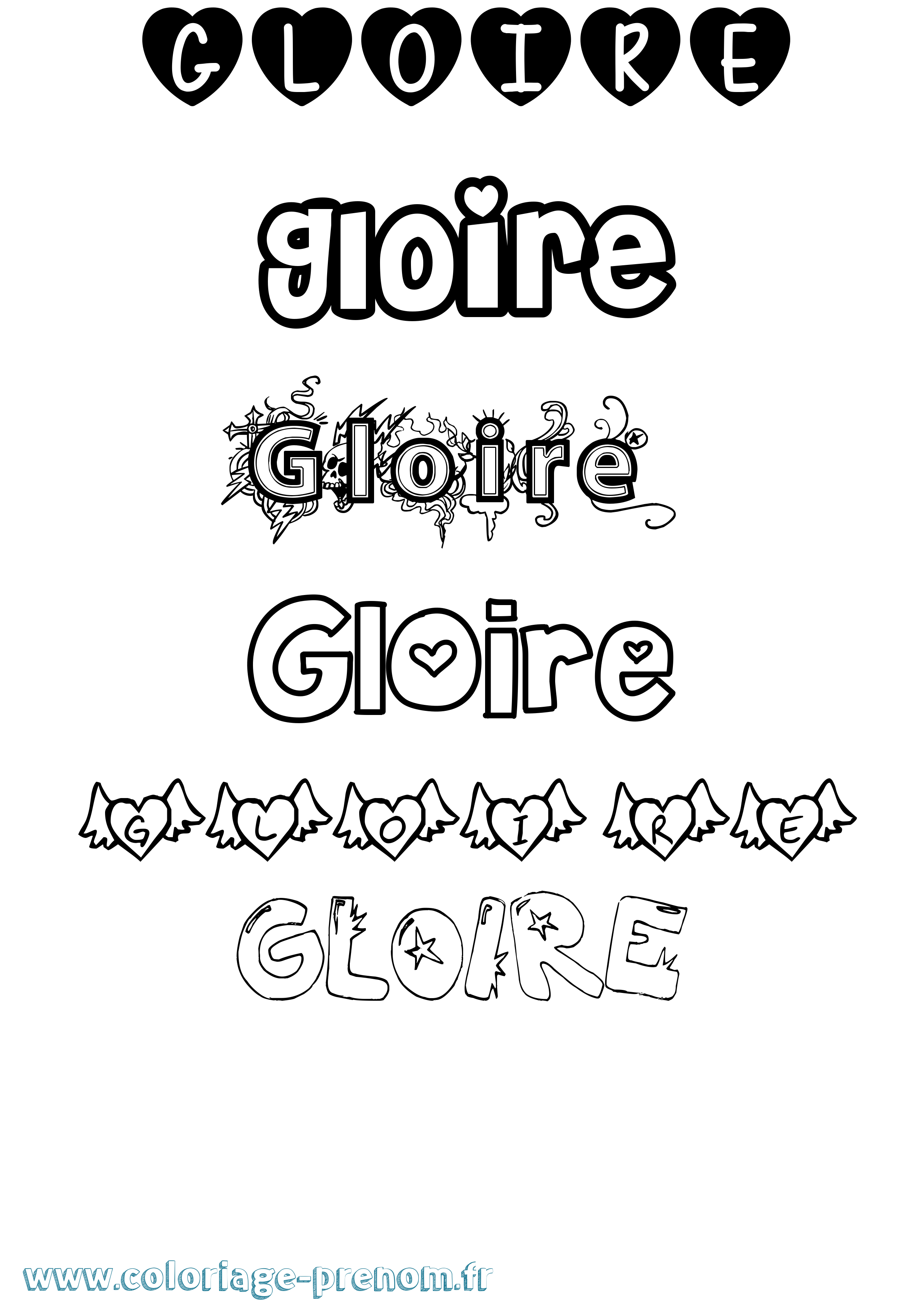 Coloriage Gloire Girly Coloriage prénom Gloire Girly