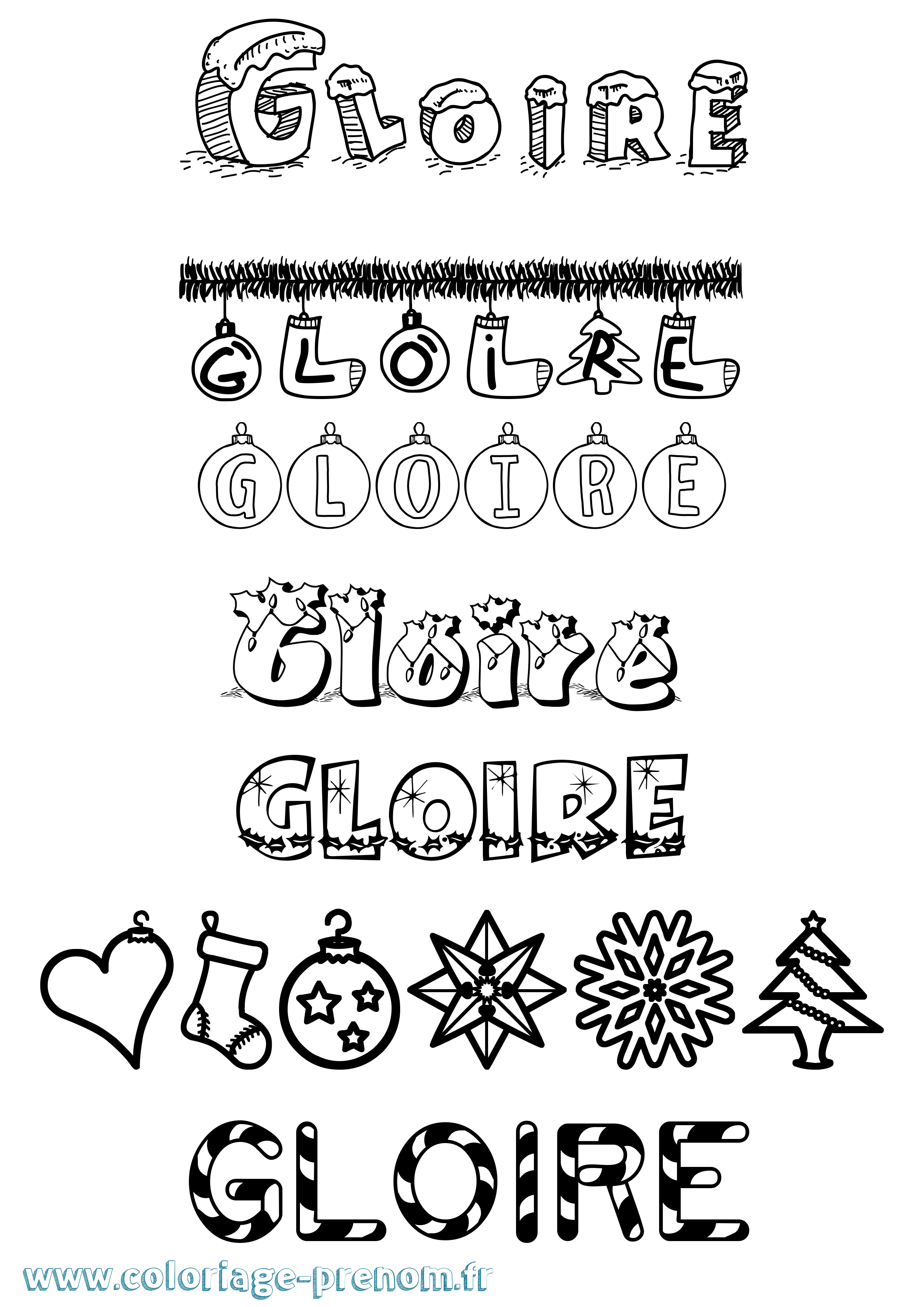 Coloriage Gloire Noël Coloriage prénom Gloire Noël