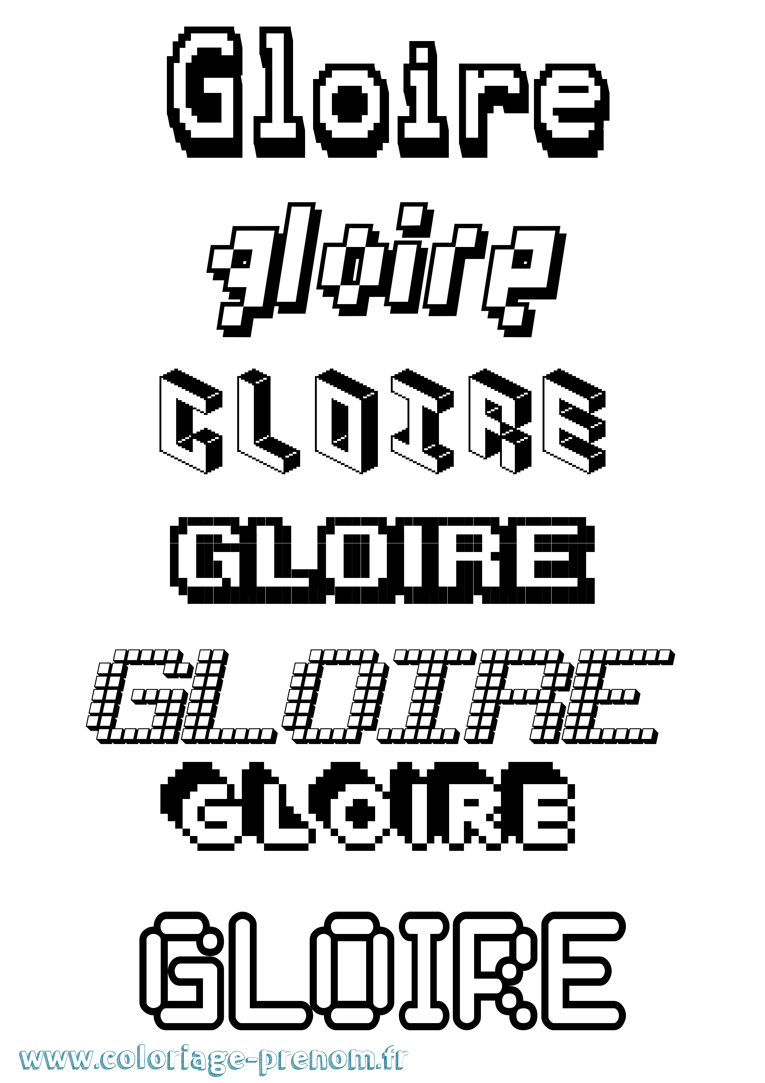 Coloriage Gloire Pixel Coloriage prénom Gloire Pixel