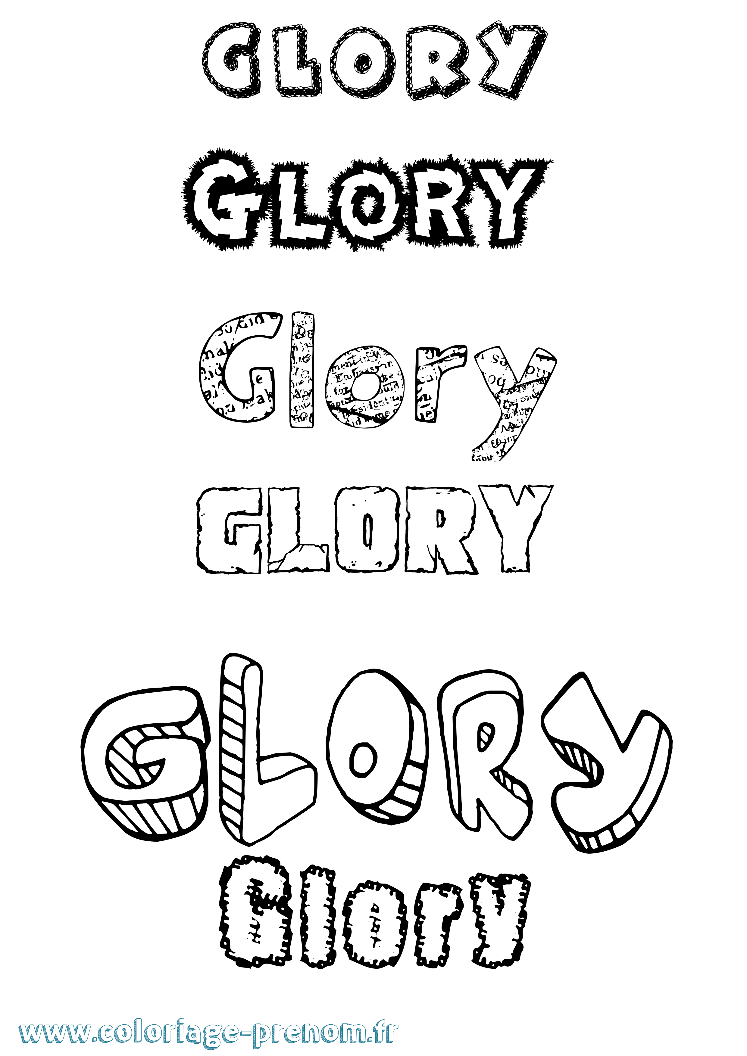 Coloriage Glory Destructuré Coloriage prénom Glory Destructuré