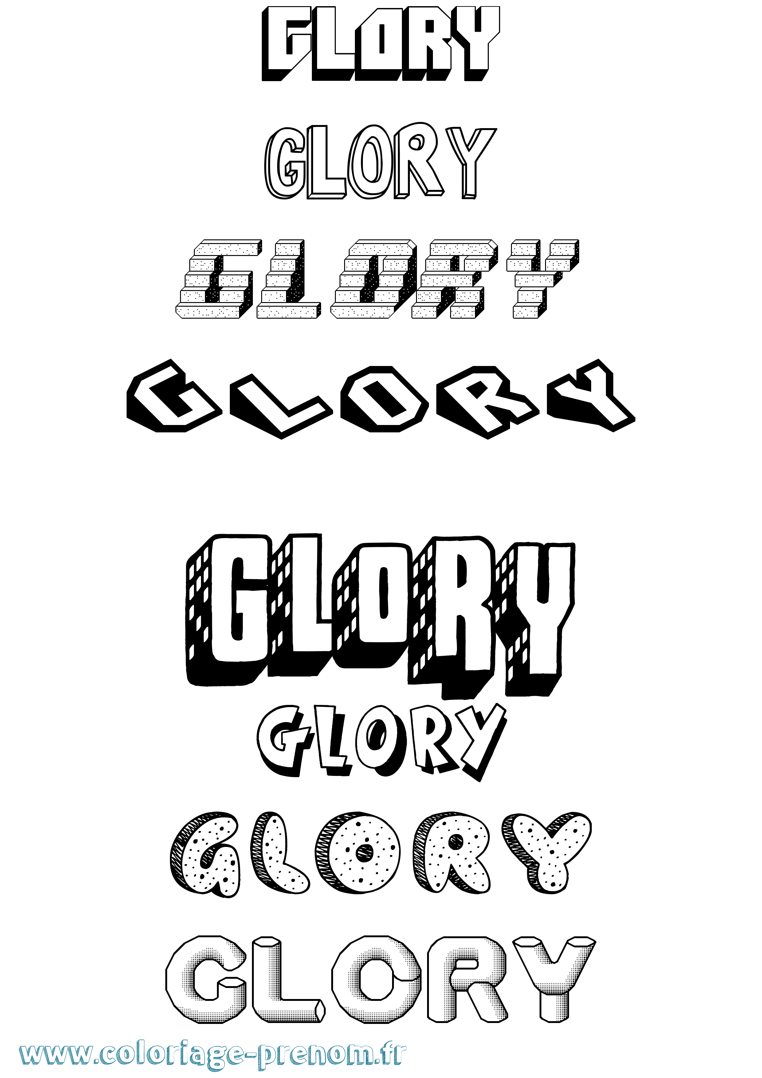 Coloriage Glory Effet 3D Coloriage prénom Glory Effet 3D