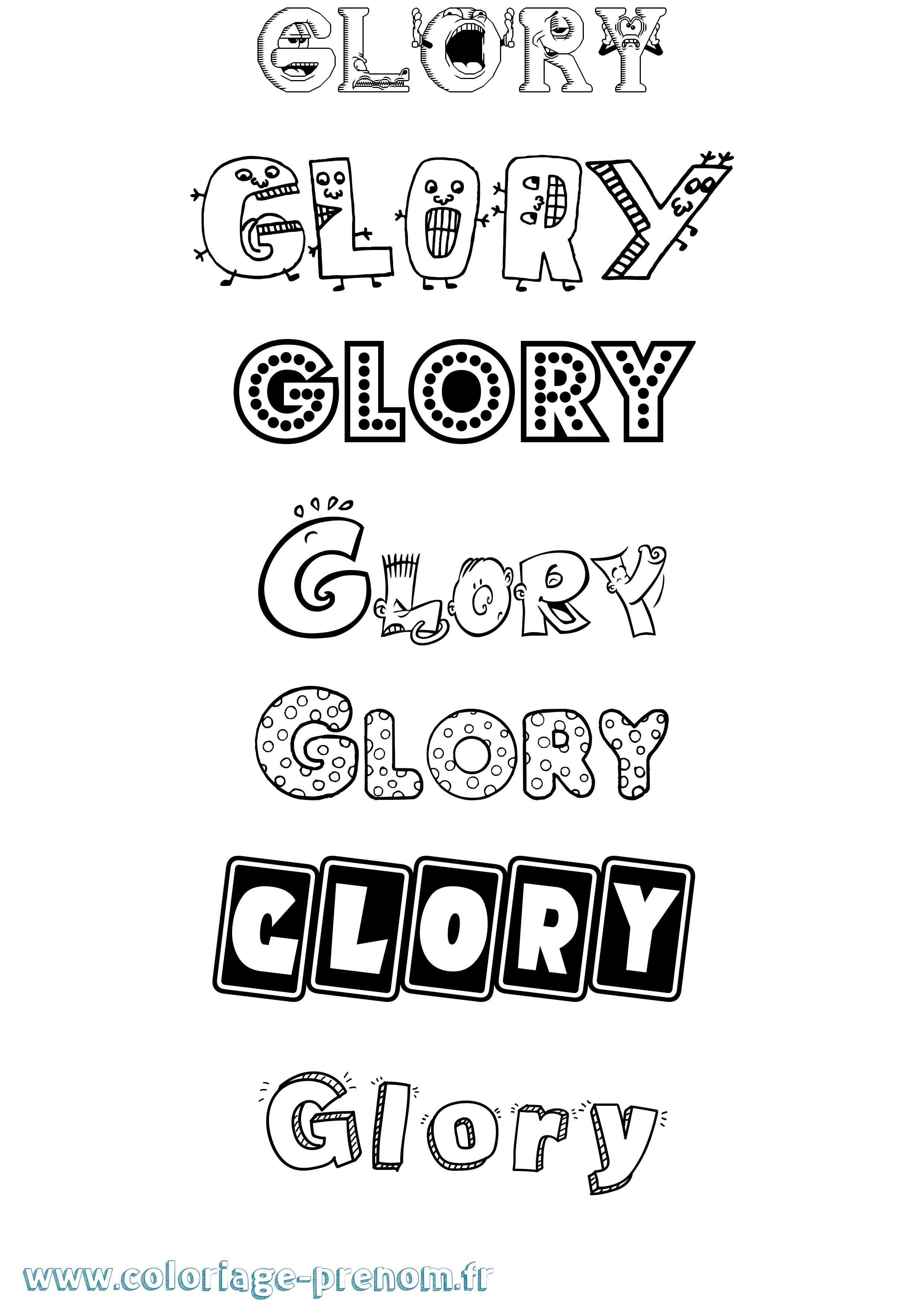 Coloriage Glory Fun Coloriage prénom Glory Fun