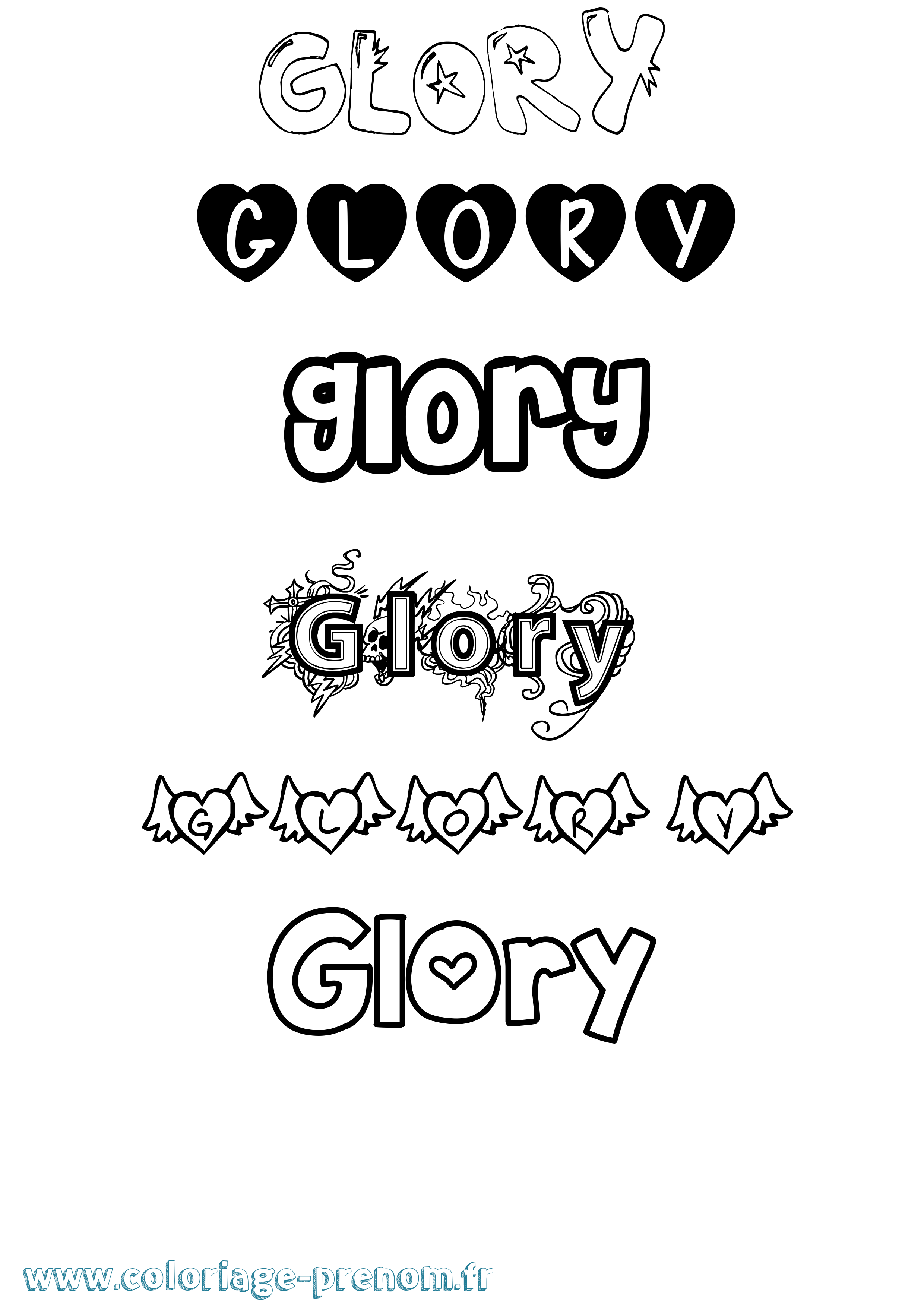 Coloriage Glory Girly Coloriage prénom Glory Girly