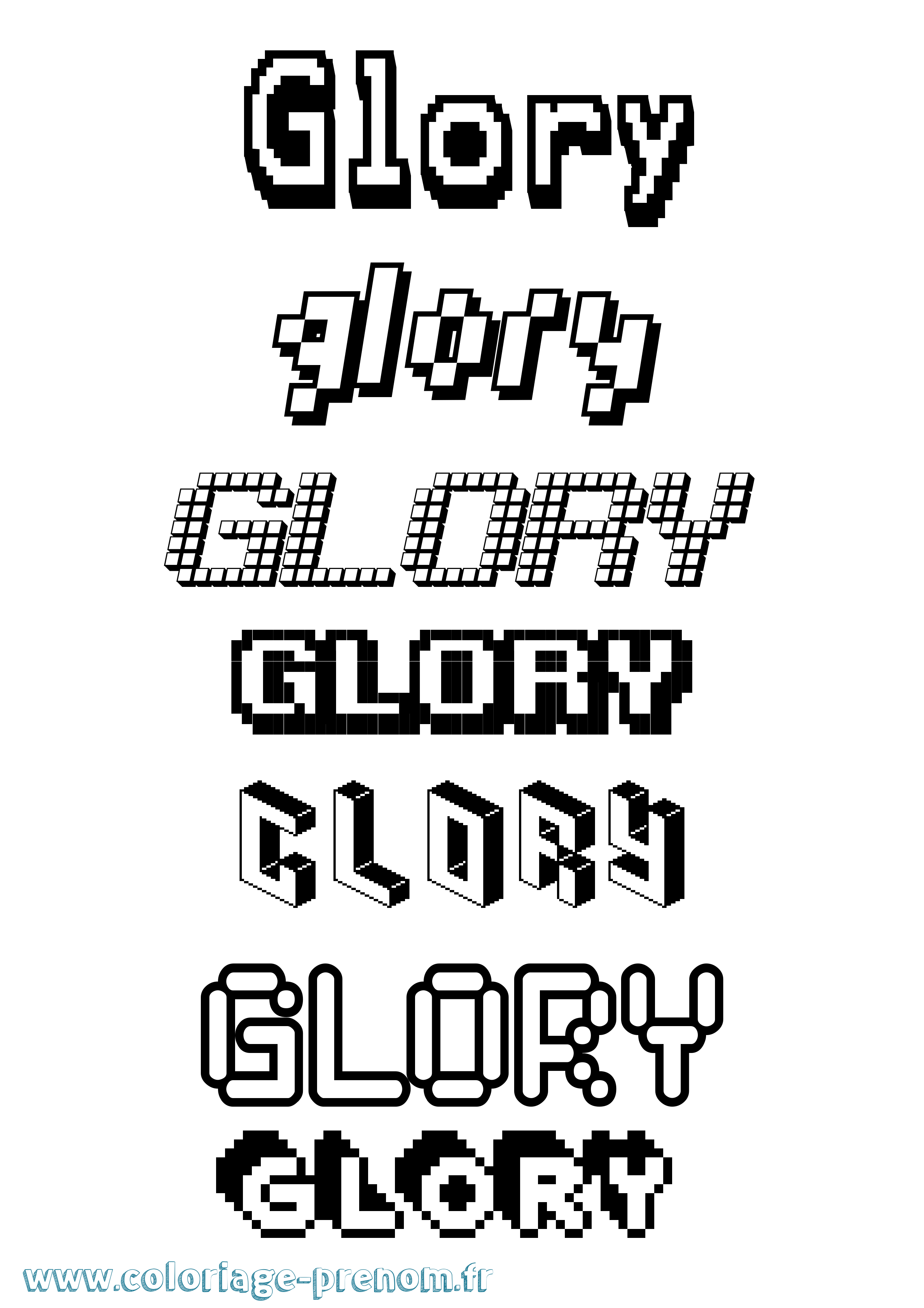 Coloriage Glory Pixel Coloriage prénom Glory Pixel